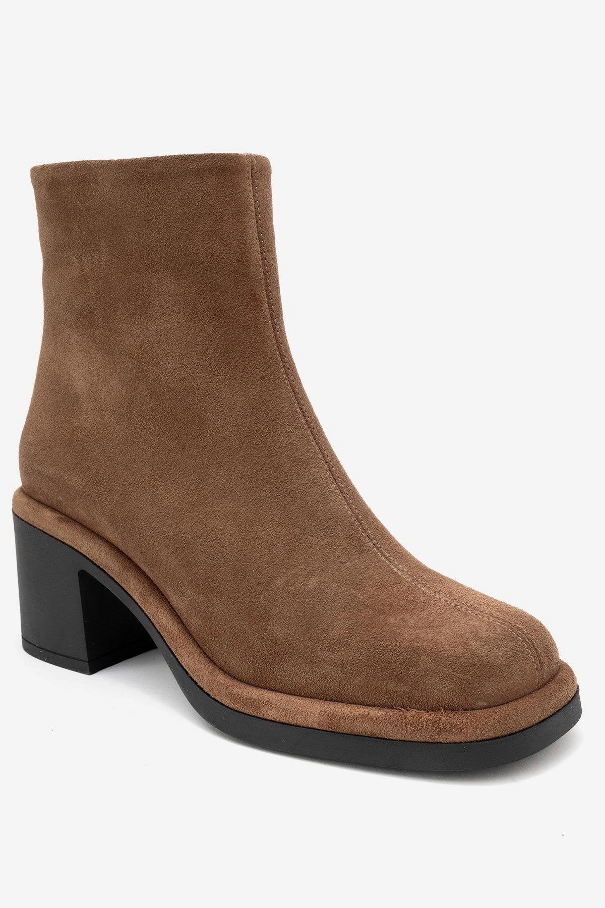 Forever & Always Womens Junae Leather Block Heel Boots