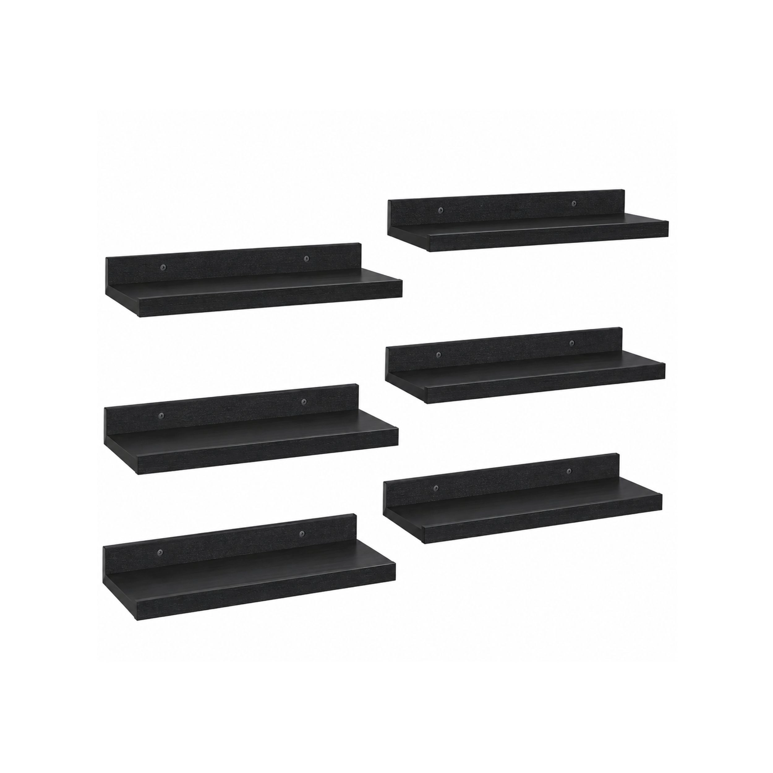 Stock Preferred Pack of 6 15.7 Inch Wood Floating Wall Shelves for Storage and Display
