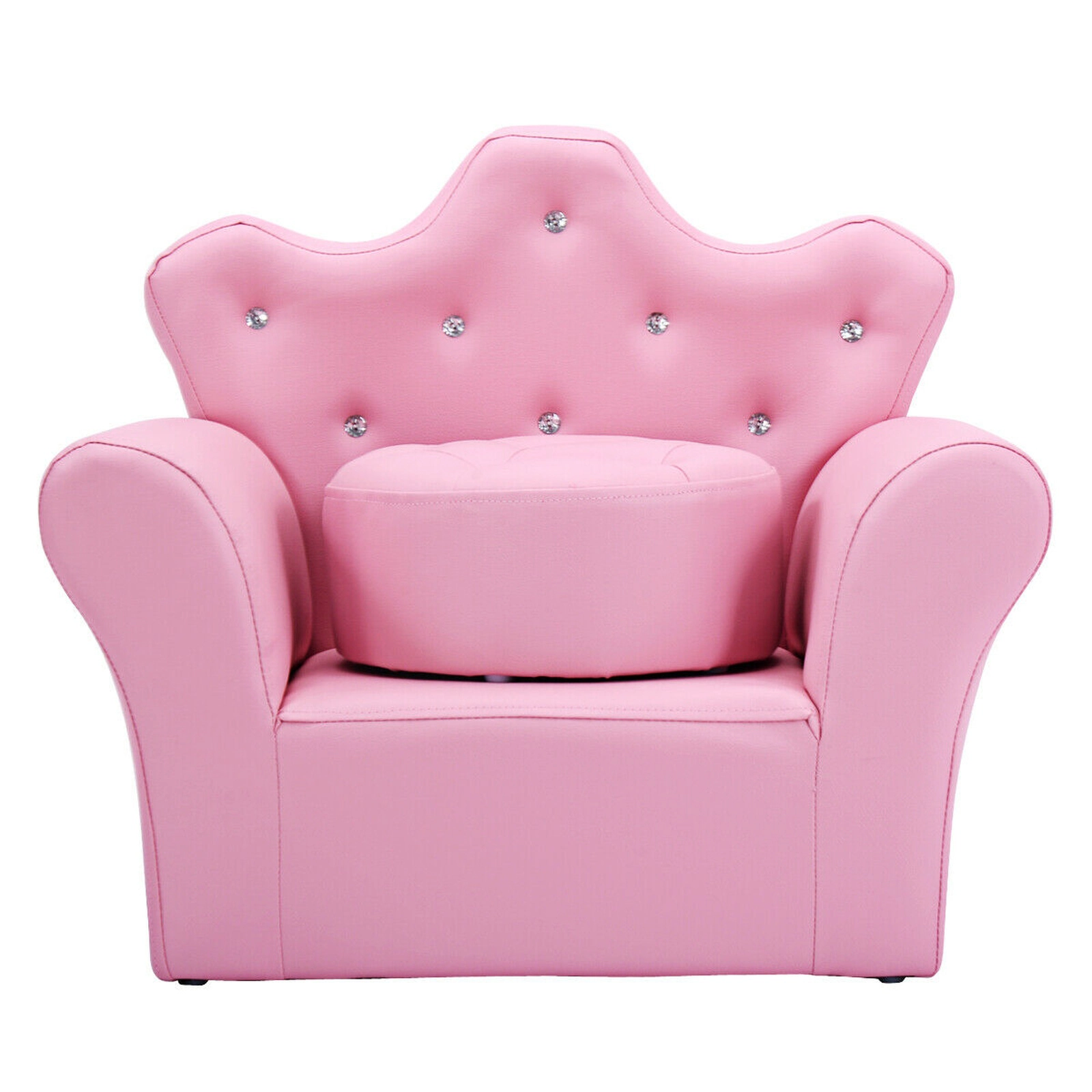 SUGIFT Crystal Button Tufted Back and Matching Ottoman Kids Sofa Armchair