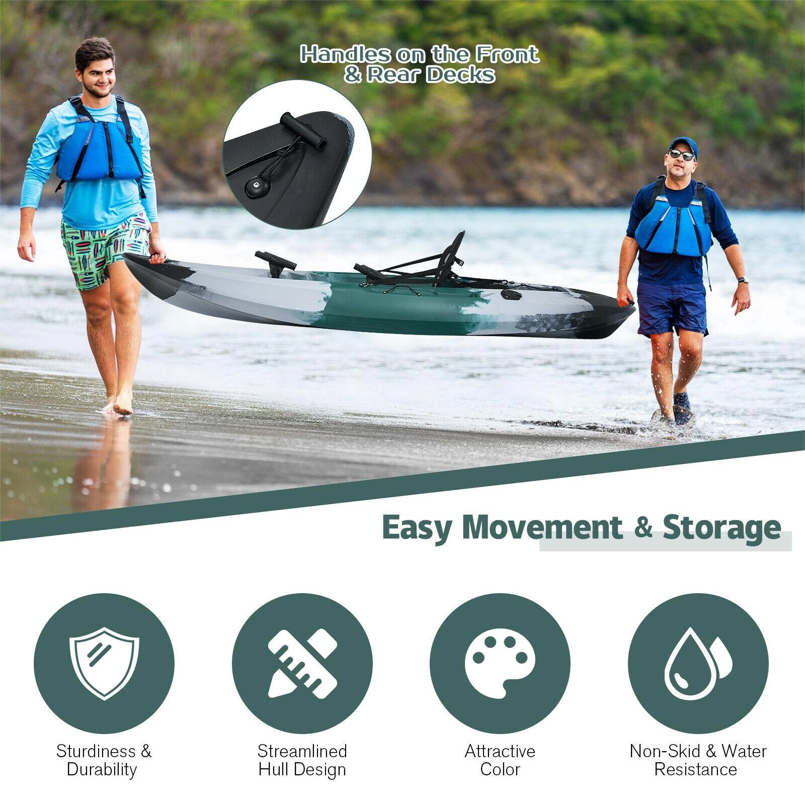 SUGIFT 9.7-ft 276-lb Capacity Sit-on-Top Kayak with 4 Rod Holders Padded Seat and Aluminum Paddle