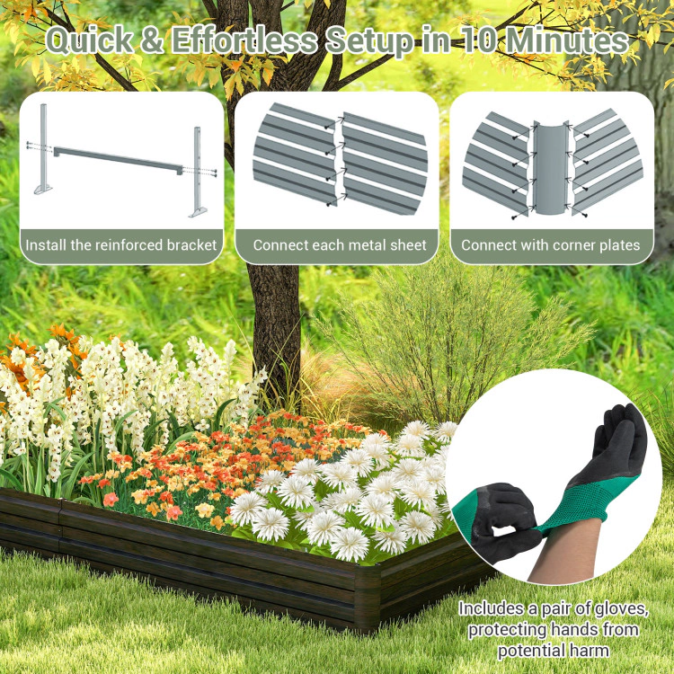 Hivvago Large Outdoor Metal Planter Box For Vegetable Fruit Herb Flower-Coffee