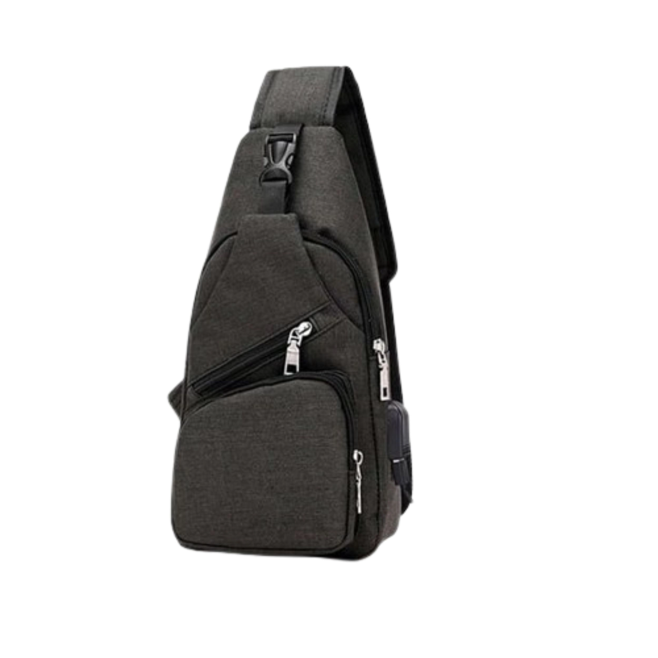 Home Collection Men’s Sling Chest Backpack with USB Charging Port