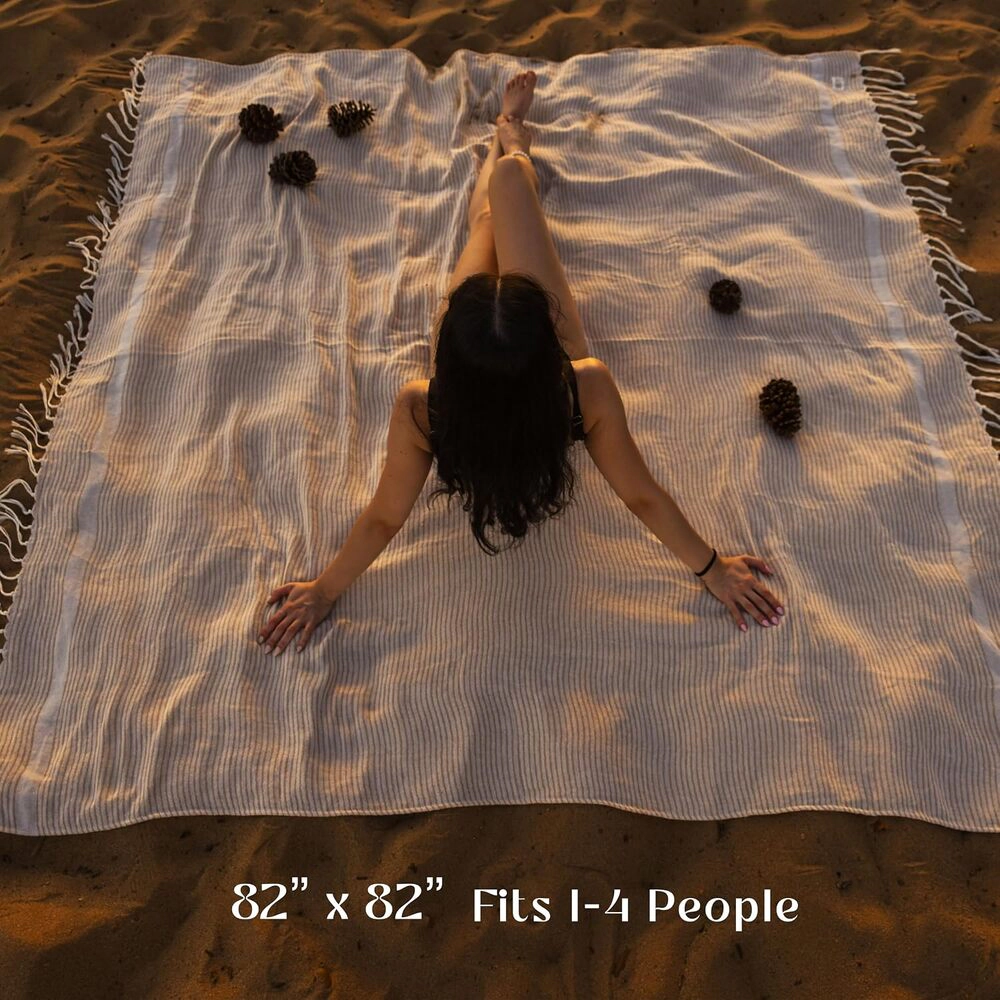 Technopliance Oversized Turkish Cotton Beach Blanket 82 x 82 Inch