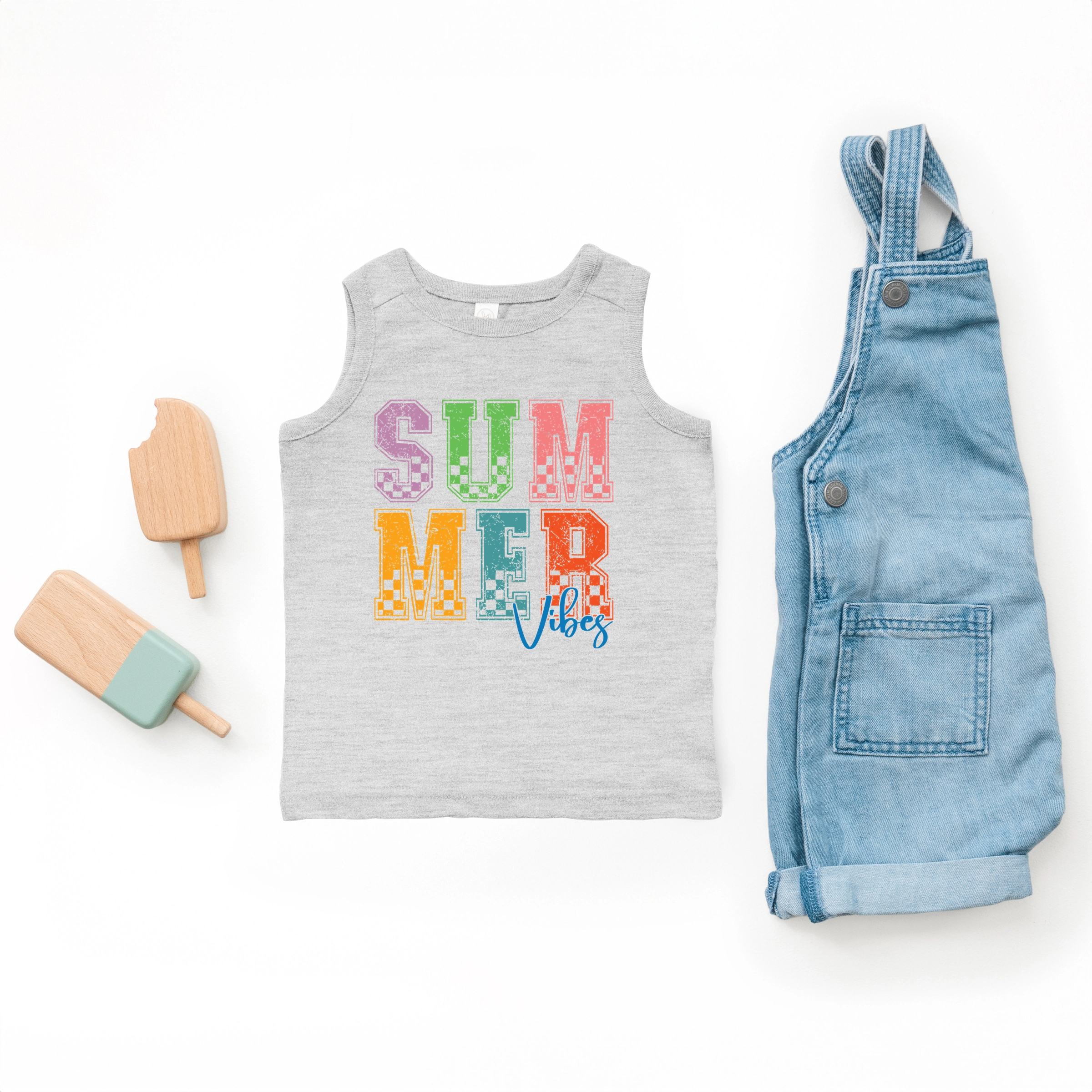 The Juniper Shop - Summer Vibes Checkered Toddler Graphic Tank