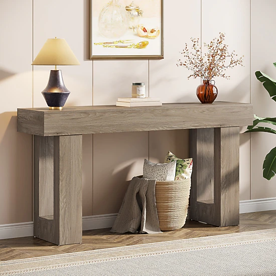 Tribesigns Wooden Sofa Table, 63-Inch Modern Console Table For Living Room