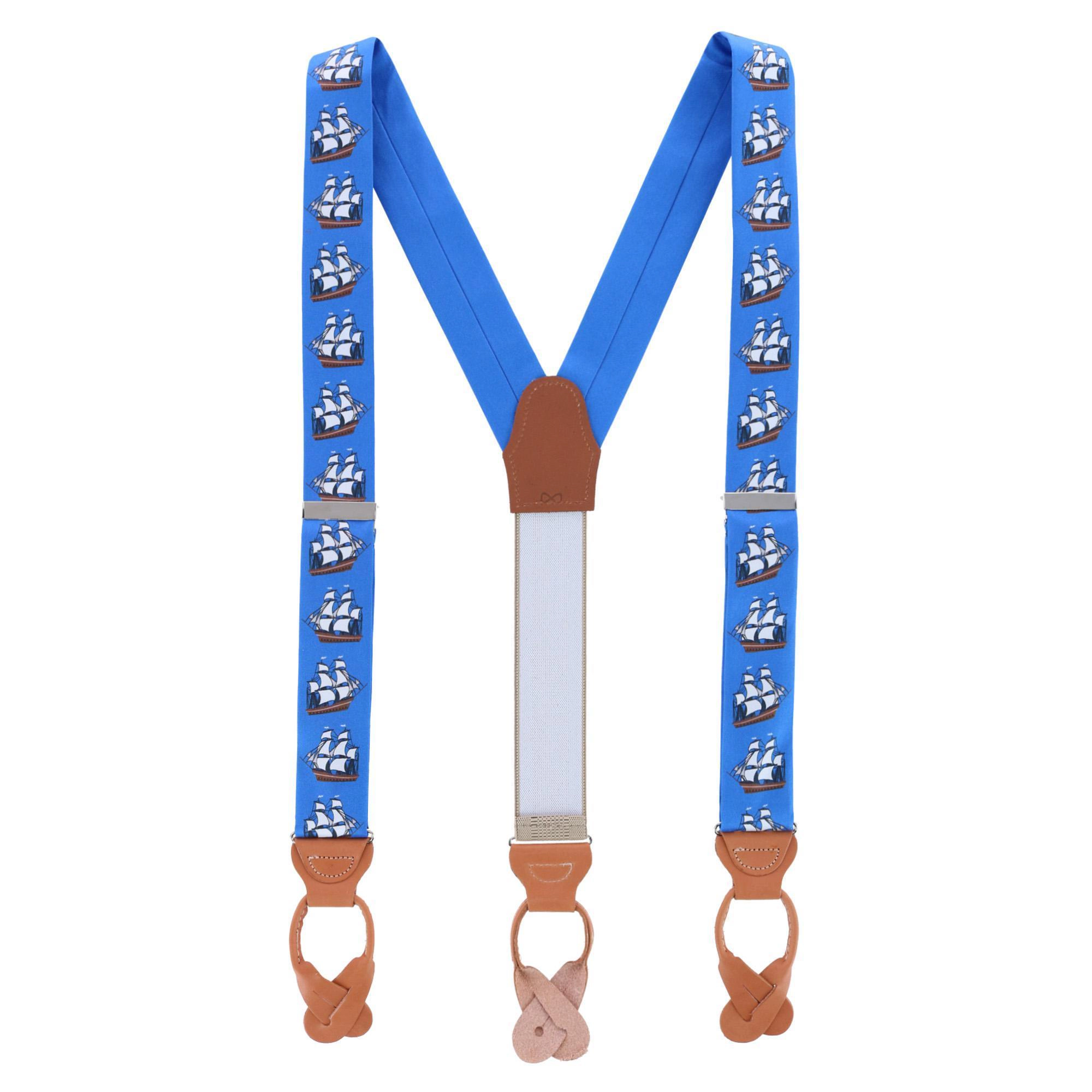 Trafalgar Men's The Royal Fortune Pirate Ship Silk Button End Suspenders