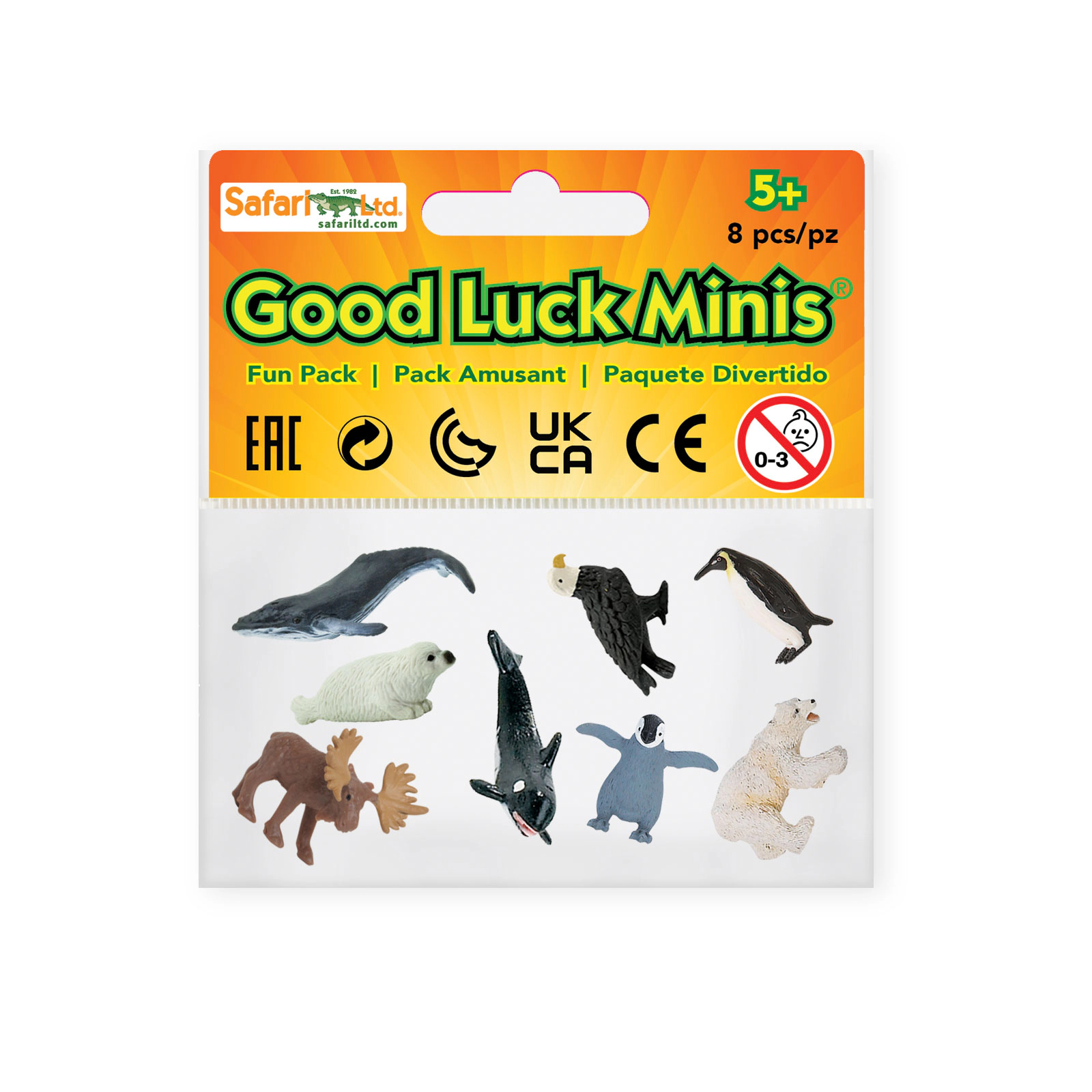 Safari Ltd. - Mini Arctic Animals Fun Pack - 8 Mini Toy Figurines for Kids