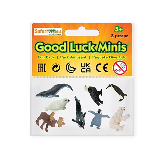 Safari Ltd. - Mini Arctic Animals Fun Pack - 8 Mini Toy Figurines for Kids