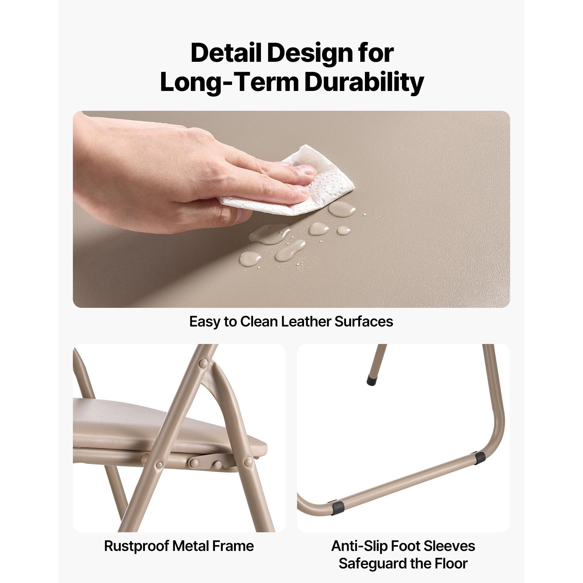 HONGGE Folding Chairs Foldable Chairs with Heavy Duty Metal Frame Portable Folding Card Table Chairs Stackable Seats