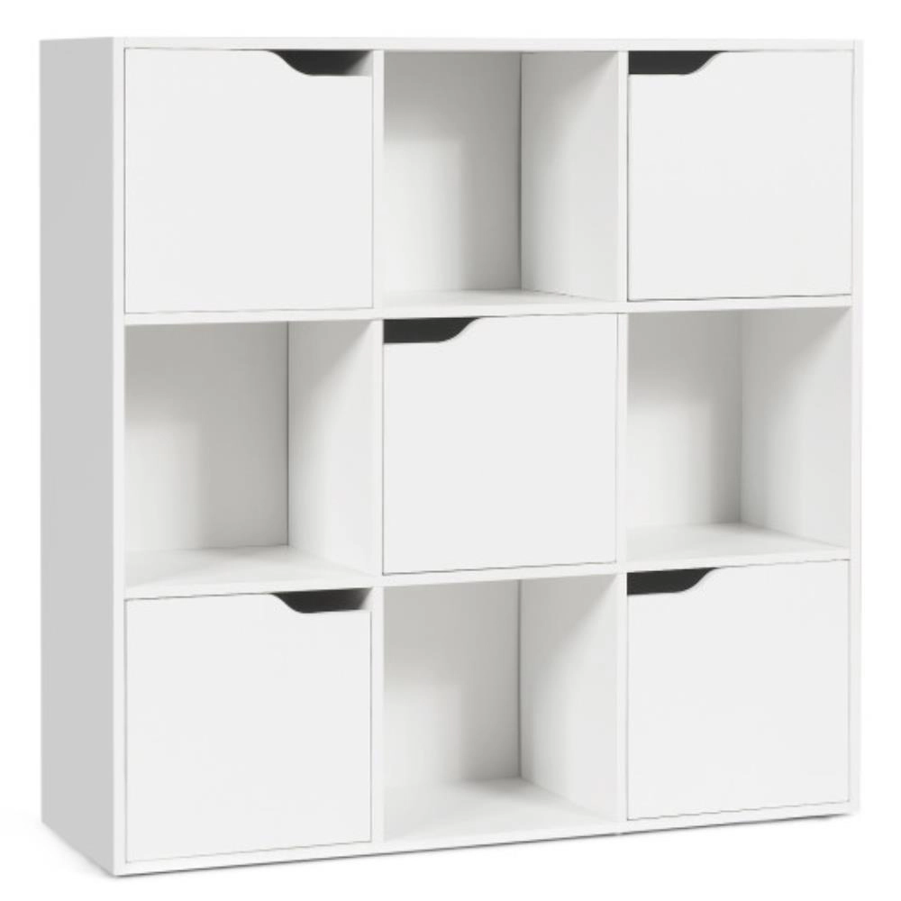 Hivvago Free Standing 9 Cube Storage Wood Divider Bookcase for Home and Office-White
