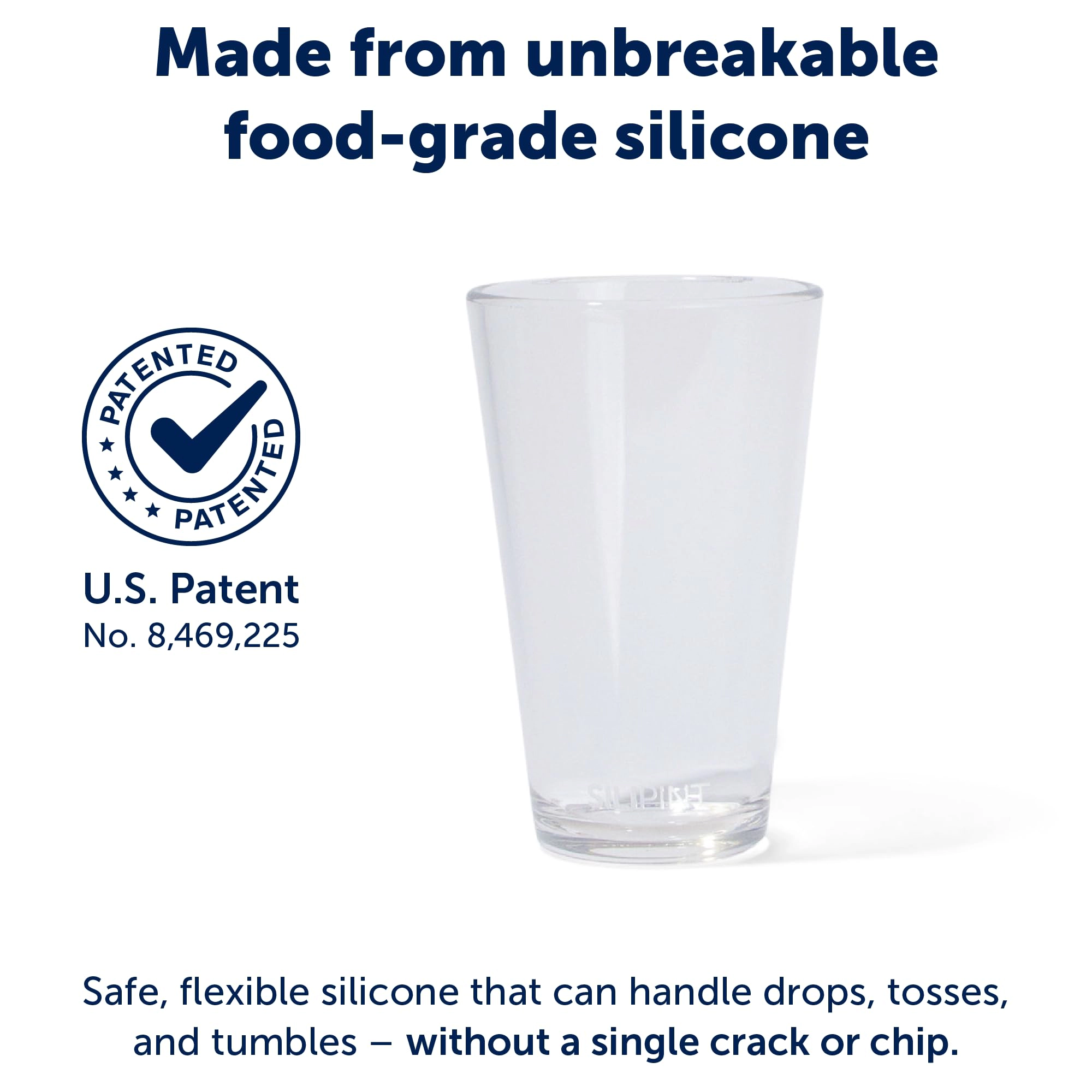 Silipint Silicone 16 oz Crystal Clear Pint Glass