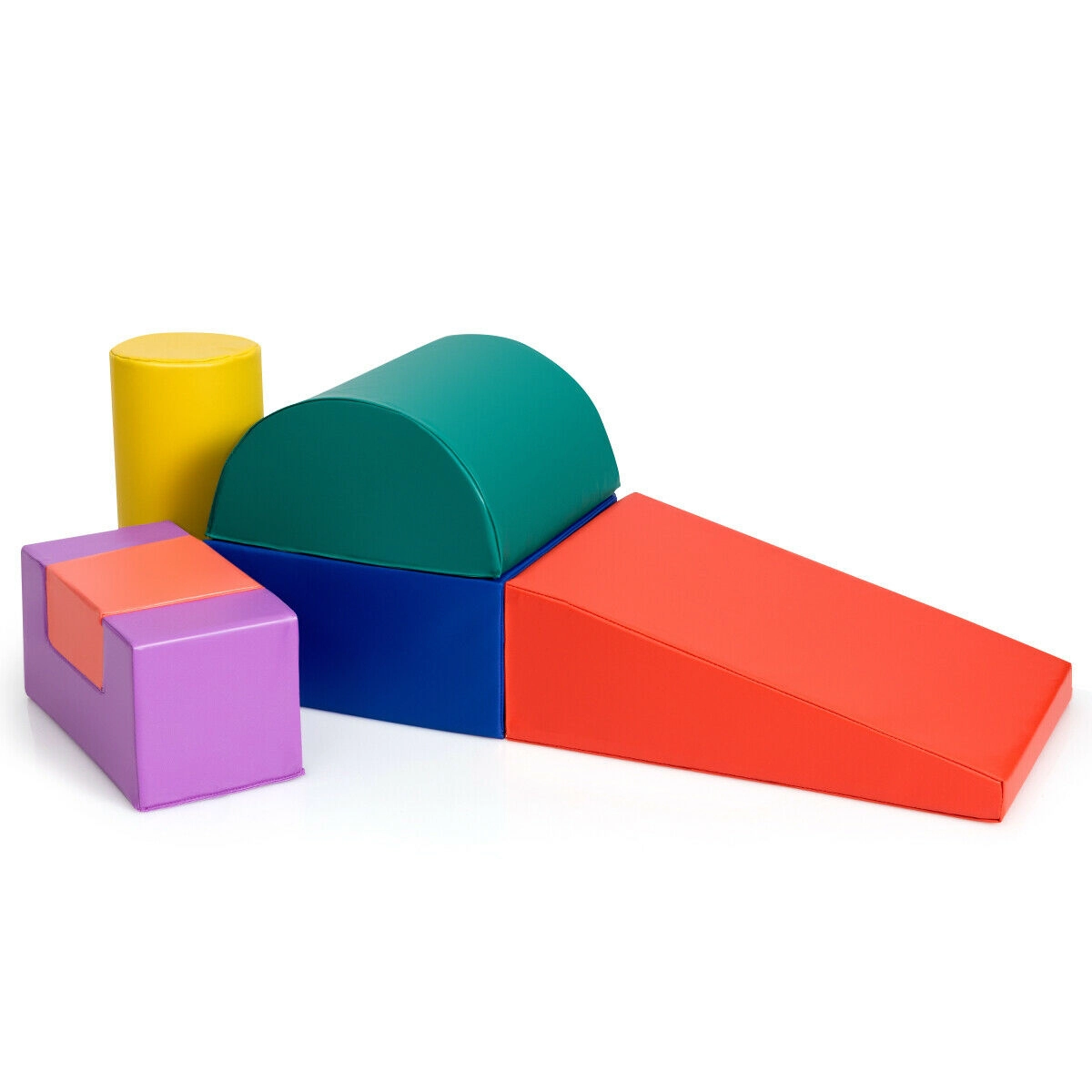 SUGIFT 6-Piece Foam Climb and Crawl Play Set with Waterproof PU Covers and Reconfigurable Soft Blocks