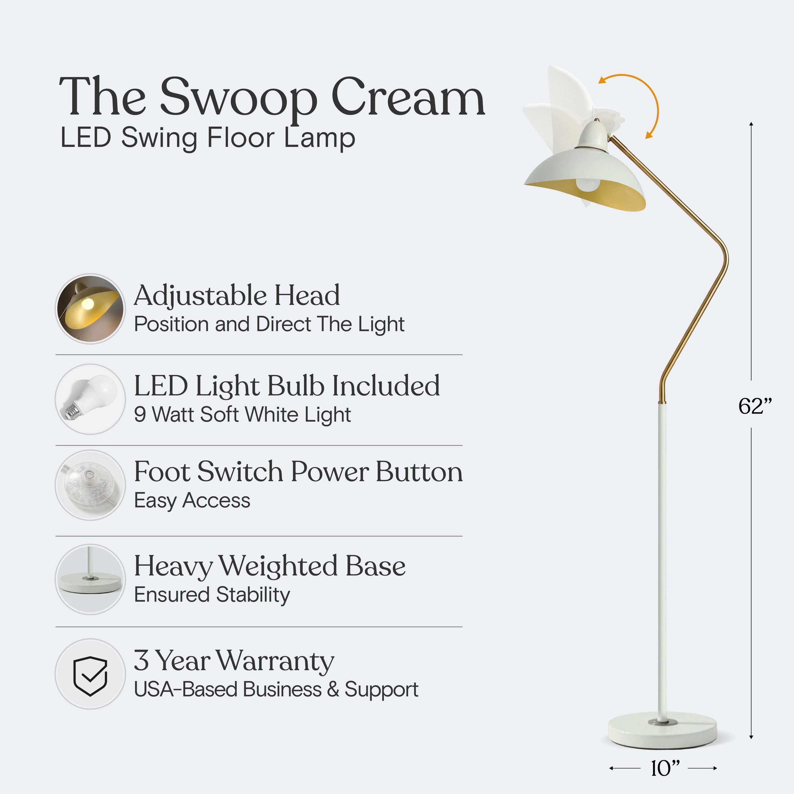 Brightech Swoop Adjustable LED Floor Lamp
