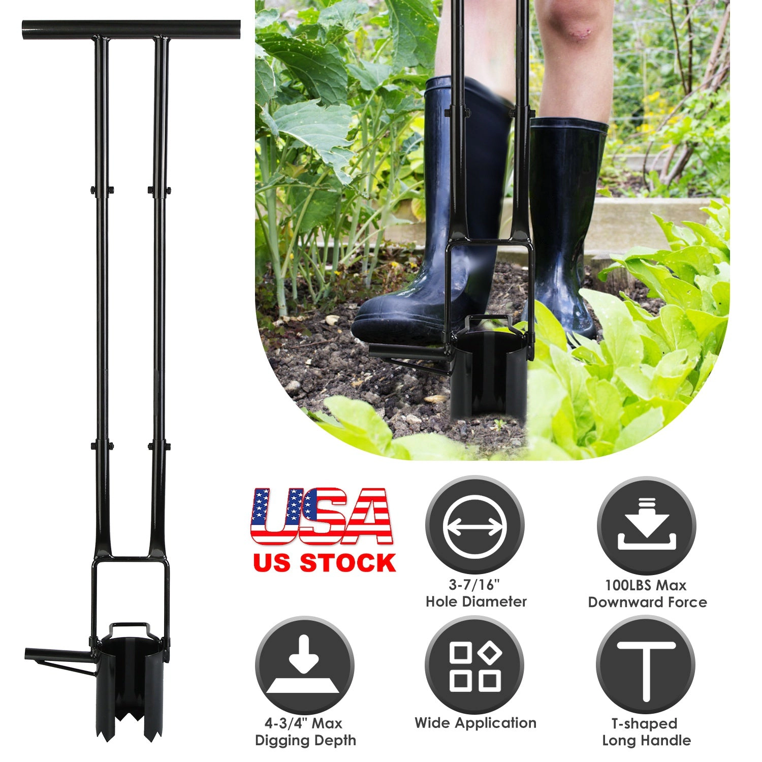 GBruno 5-in-1 Long Handle Bulb Planter Tool