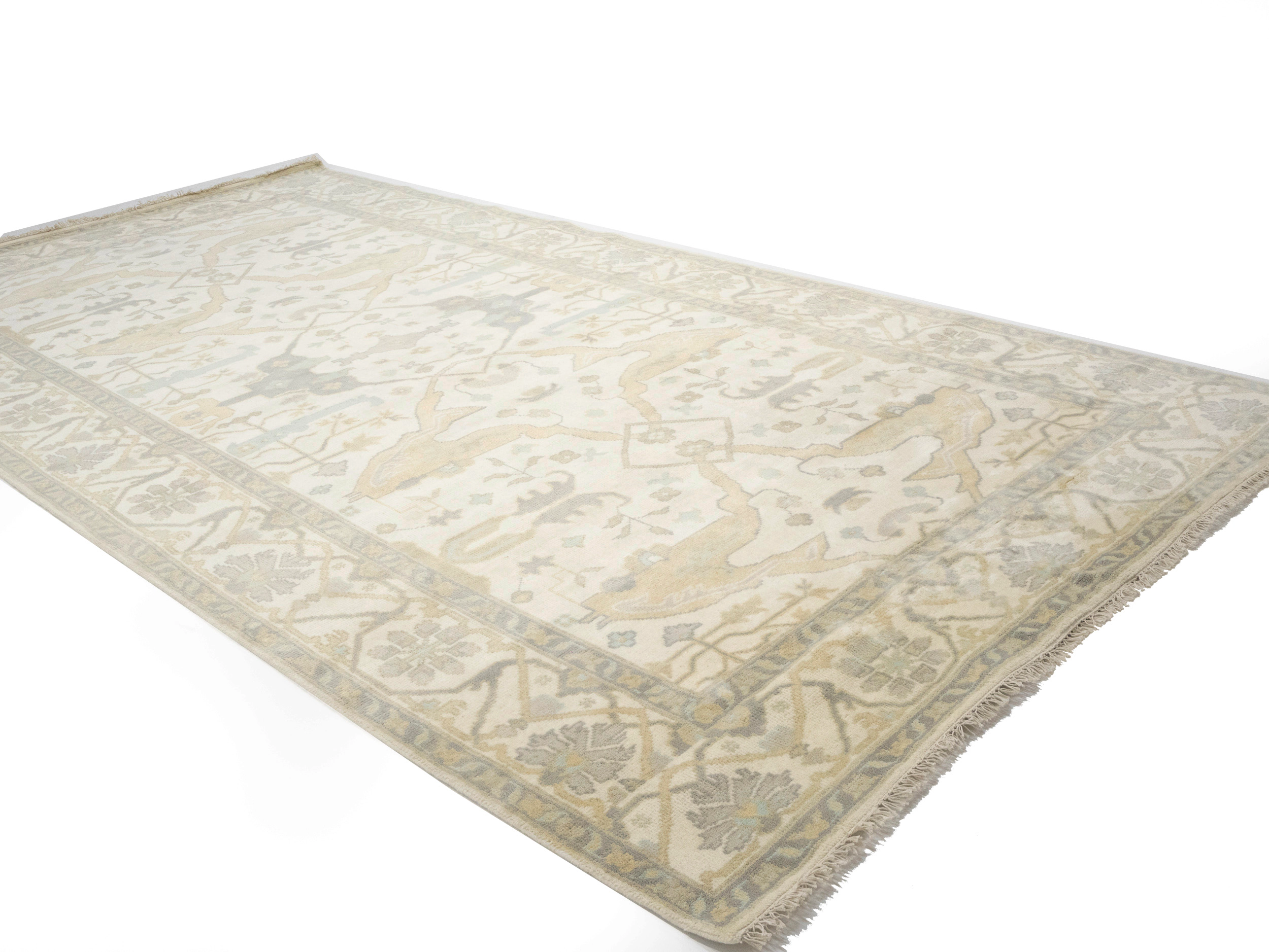 Magic Rugs 8'3 X 15'10 Hand Knotted Cream Floral Oushak Wool Rug