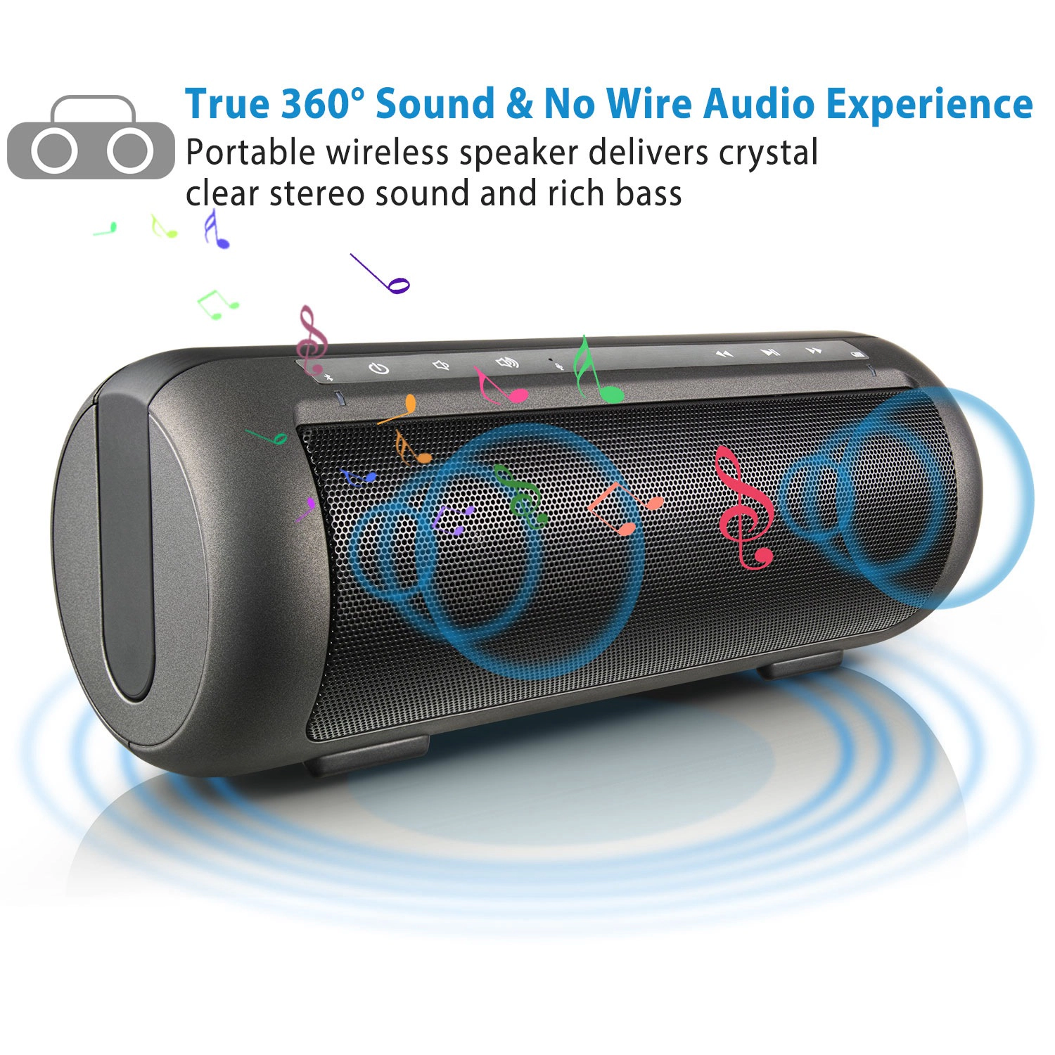 GBruno Dual-Driver Wireless Speaker With Microphone
