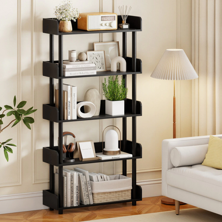 Hivvago 5-Tier Open Bookcase with Industrial Storage Unit