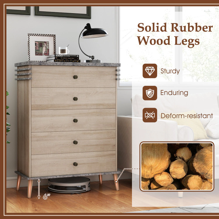 Hivvago Tall Rustic-Style Dresser Chest for Bedroom Storage
