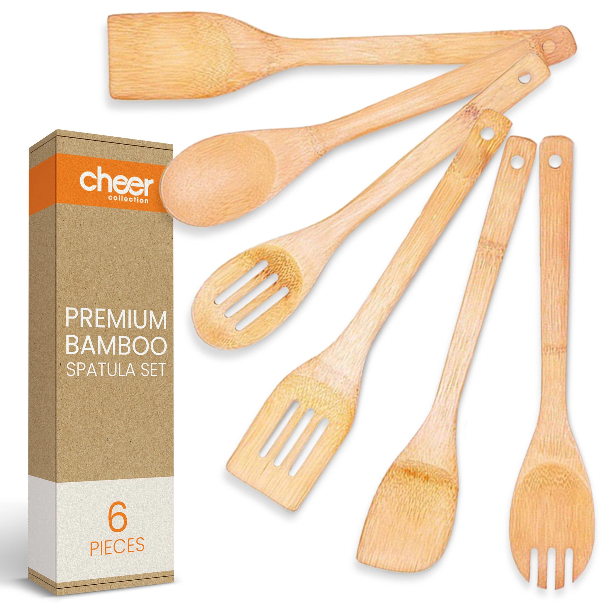 Cheer Collection 6-Piece Bamboo Cooking Utensil Set