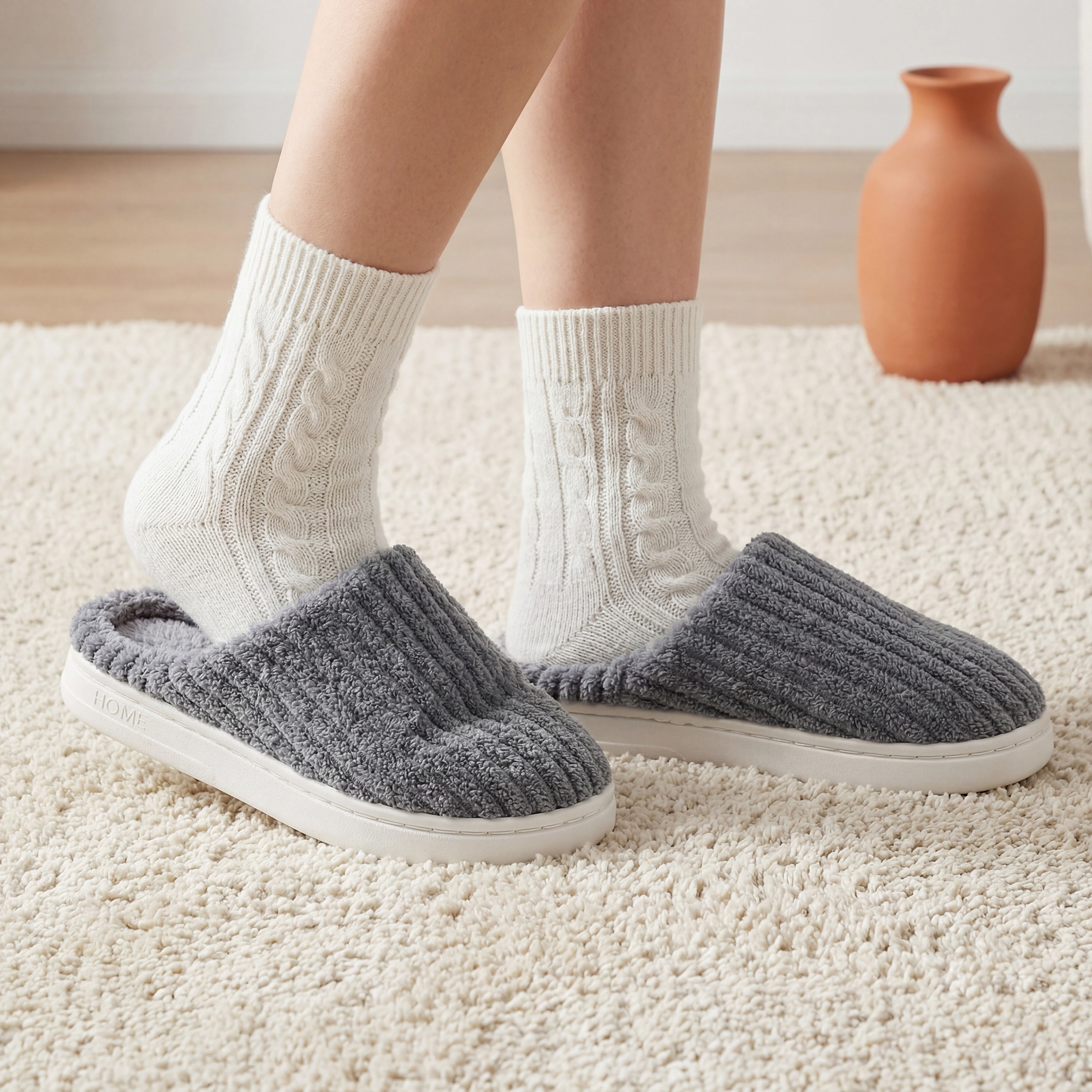 BLISSFUL STEP Women's Warm Fuzzy Comfortable Indoor Slip-On House Slippers