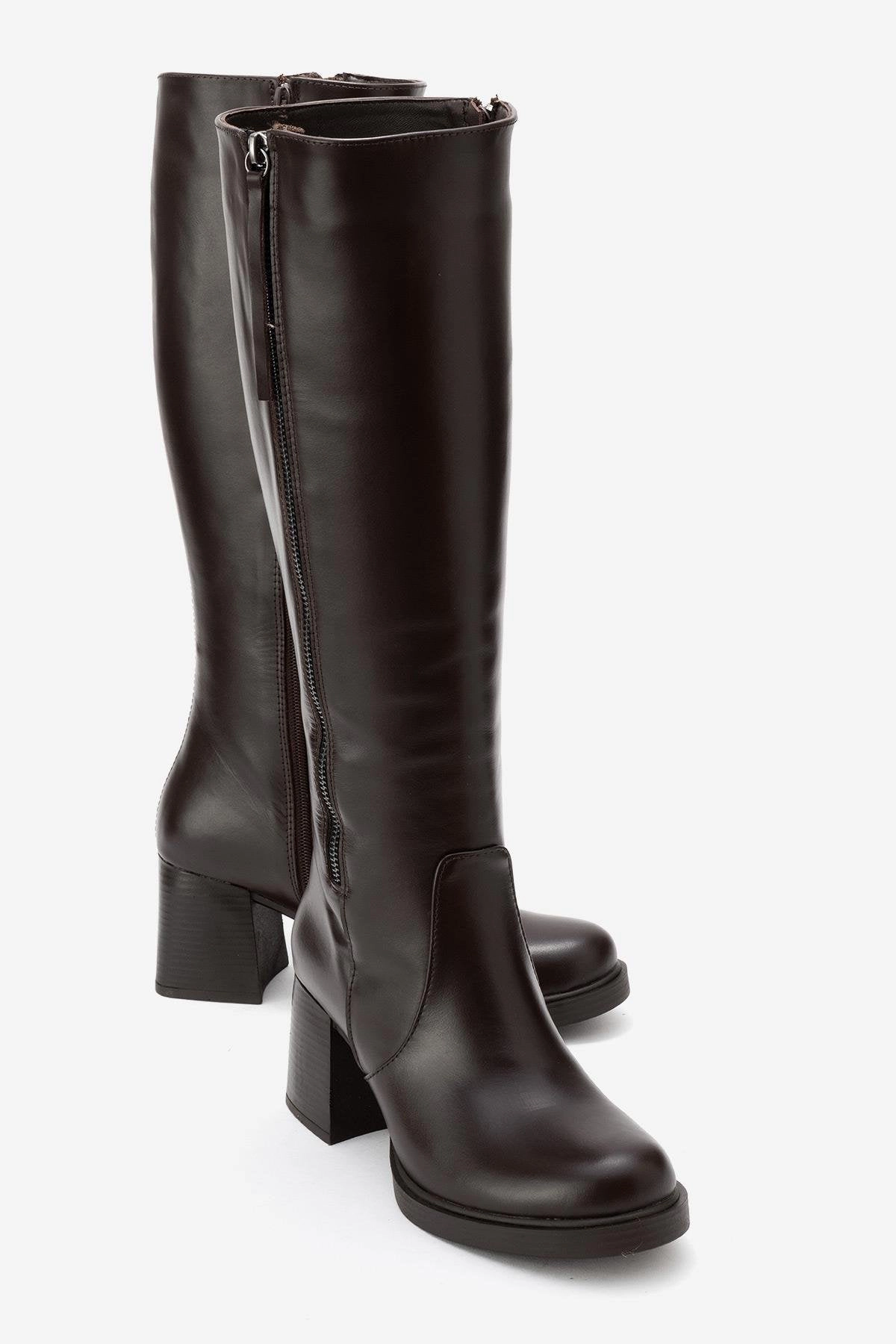 Forever & Always Womens Lensa Leather Block Heel Boot