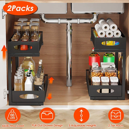 GBruno 2-Tier Pull-Out Under Sink Organizer 2 Pcs