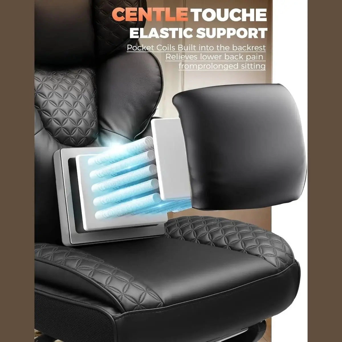 Platinum-Level Office Chairs Big Tall Leather Ergonomic Office Chair With Retractable Footrest For Heavy Duty Comfort