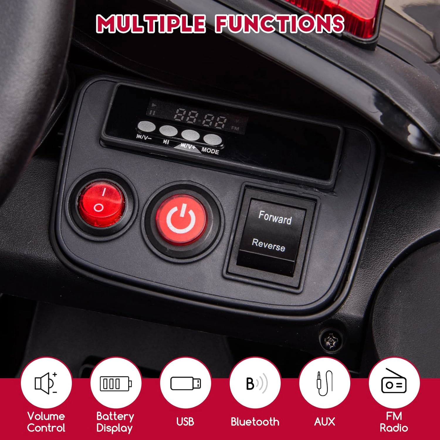 12V Kids Licensed Dodge Challenger Ride-On Car, Electric Vehicles with Remote, LED Lights, Bluetooth & MP3