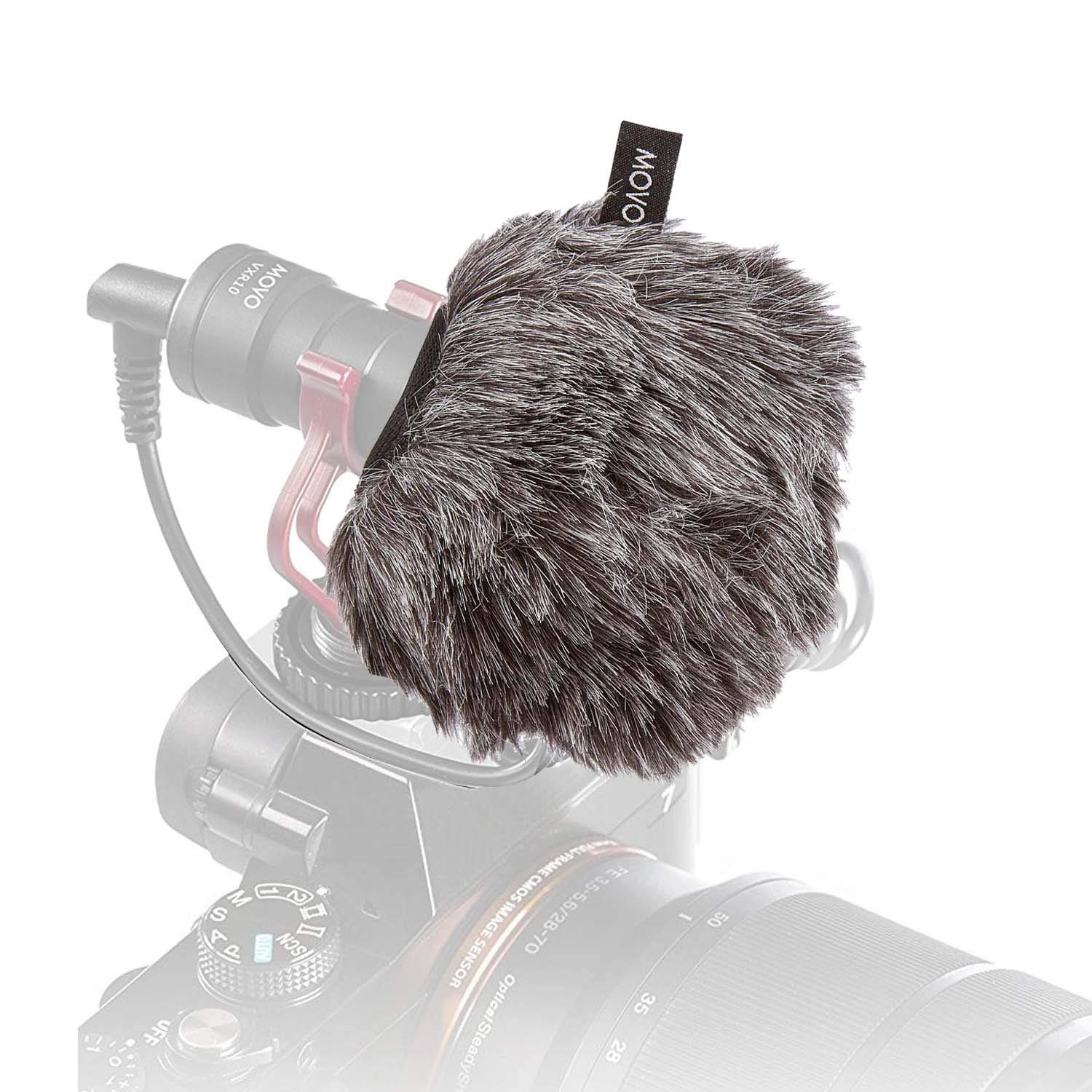 Movo WS-G9 Furry Outdoor Microphone Windscreen Muff, Dark Gray