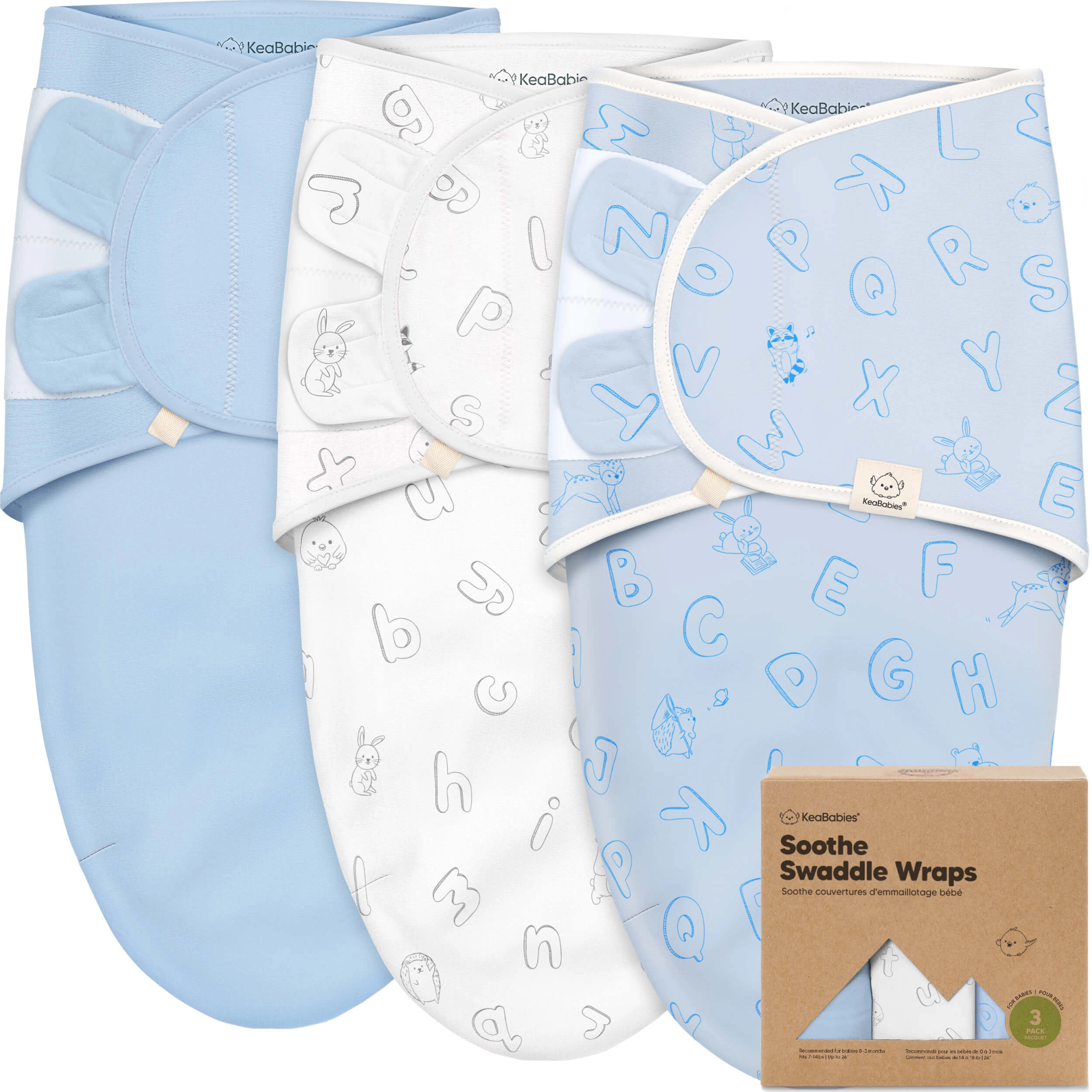 KeaBabies 3-Pack Soothe Swaddle Wraps