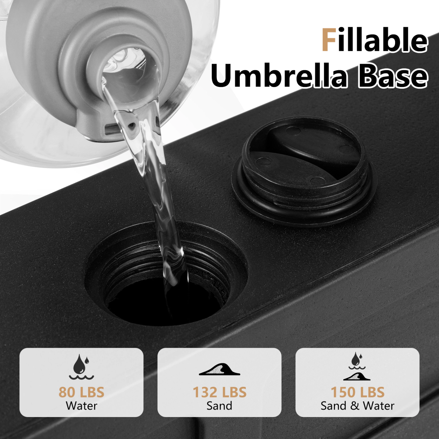 Slickblue Weighted Outdoor Umbrella Base with Locking Wheels for Patio, Deck and Poolside
