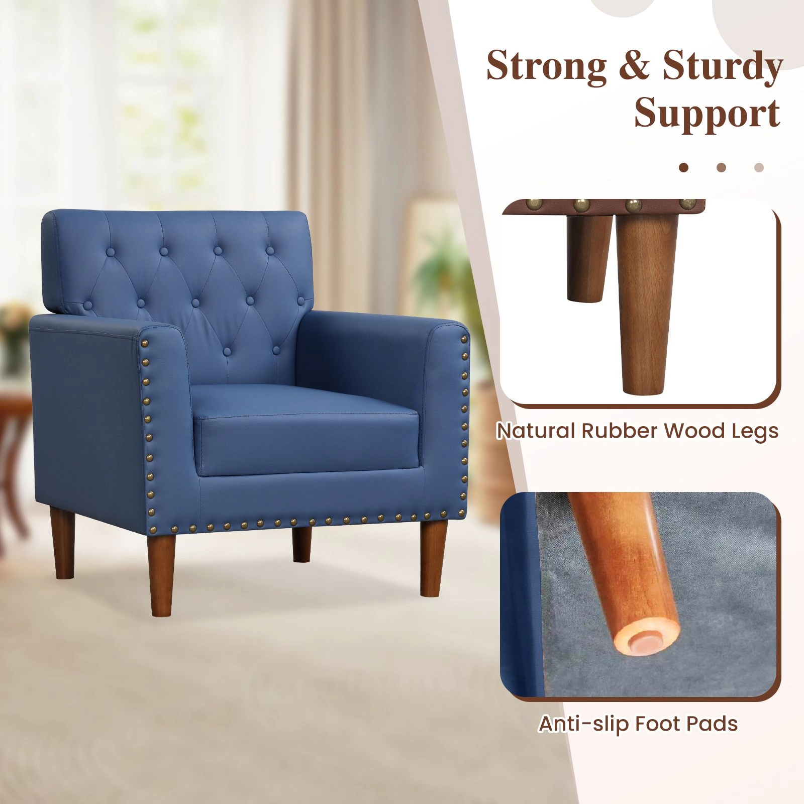 SlickBlue Unisex Modern Faux Leather Accent Chair