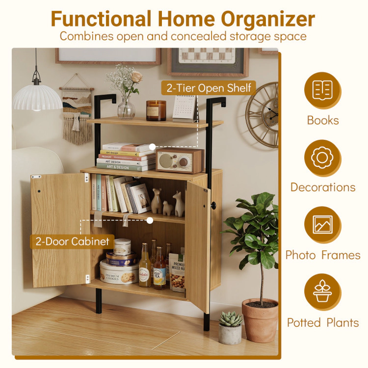 Hivvago 2-Door Wall Mount Bookshelf with Storage Cabinet