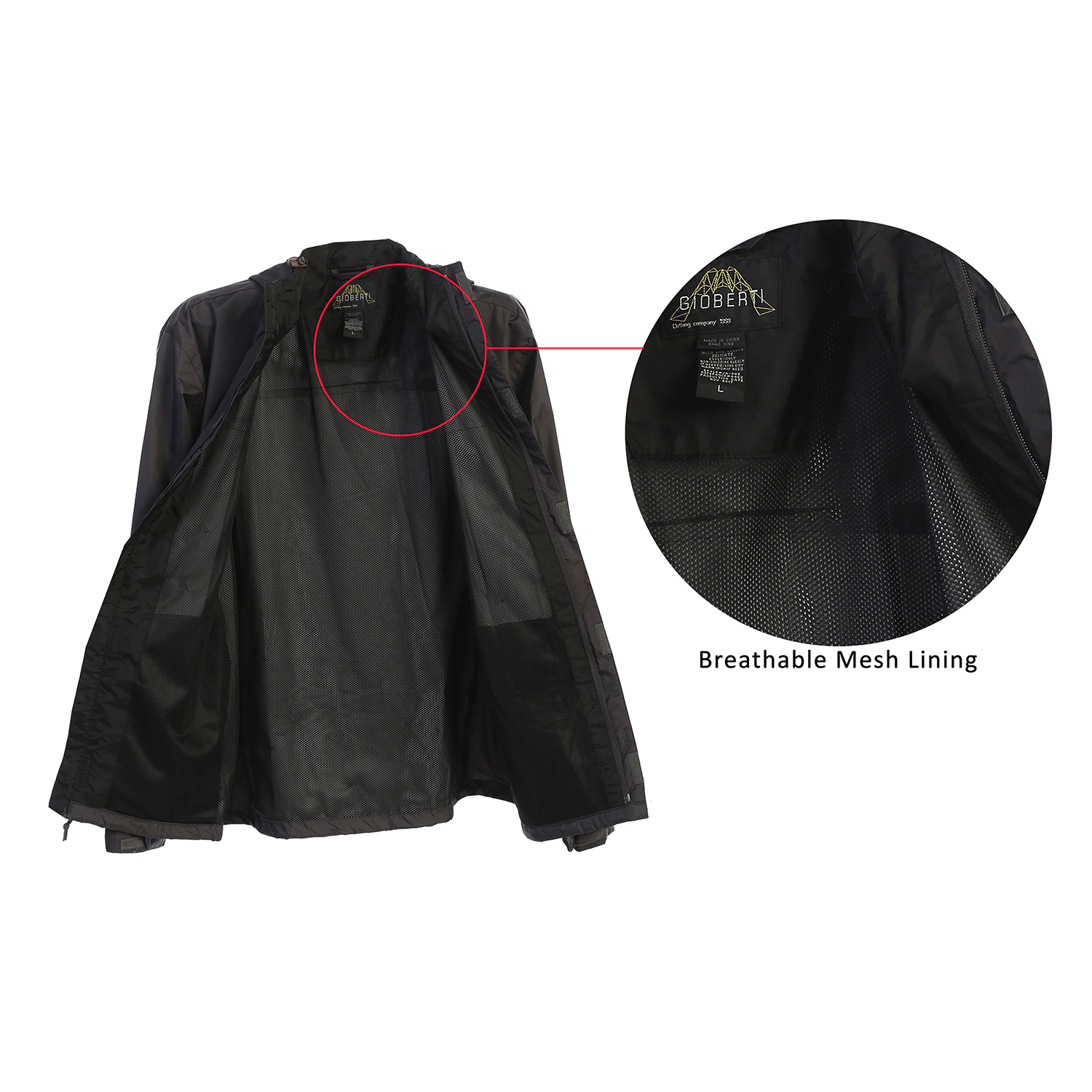Gioberti Men's Waterproof Rain Jacket With Mesh Lining And Carrying Bag