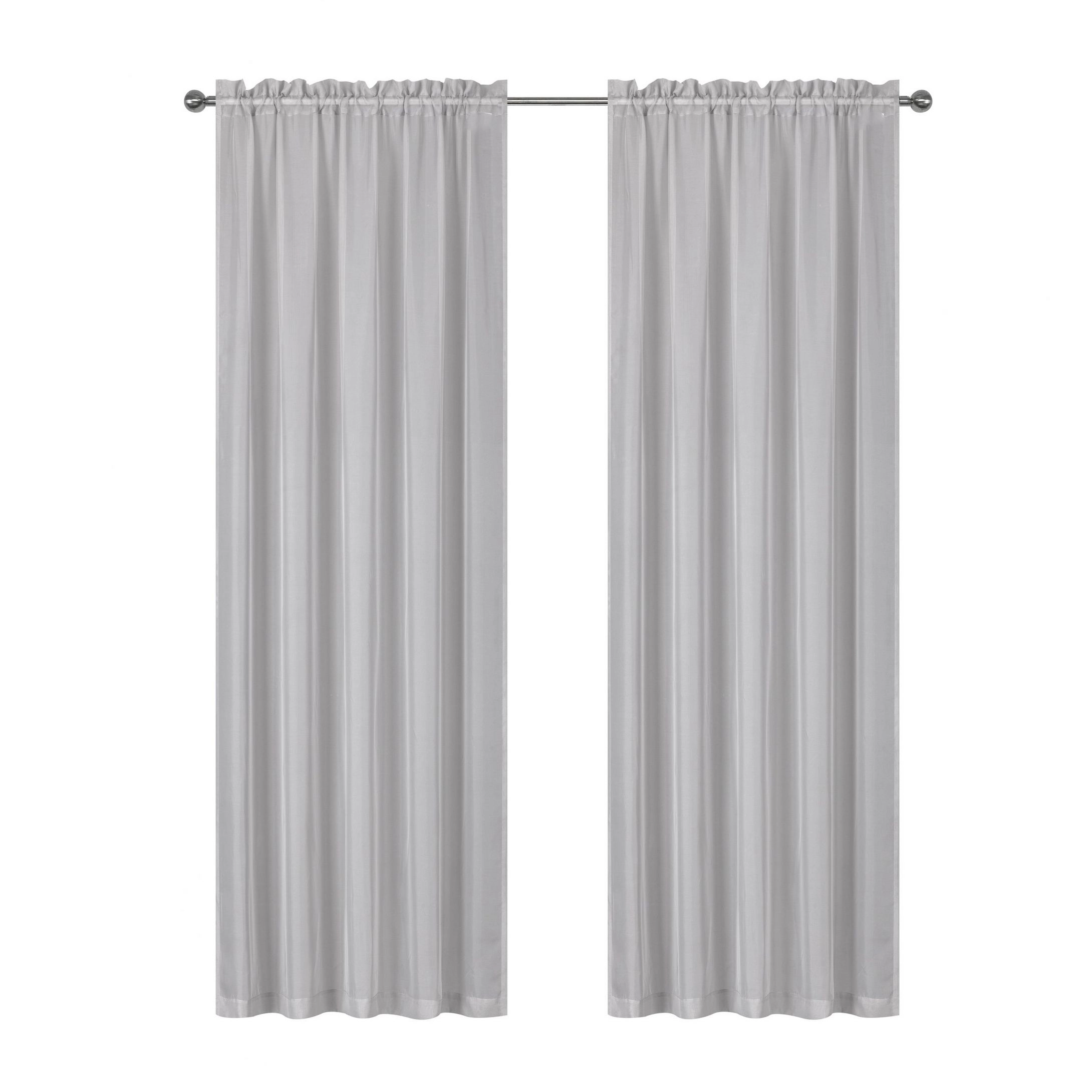 Kate Aurora Montauk Accents Ultra Lux 2 Piece Rod Pocket Silver Sheer Voile Window Curtain Panels - 84 in. Long