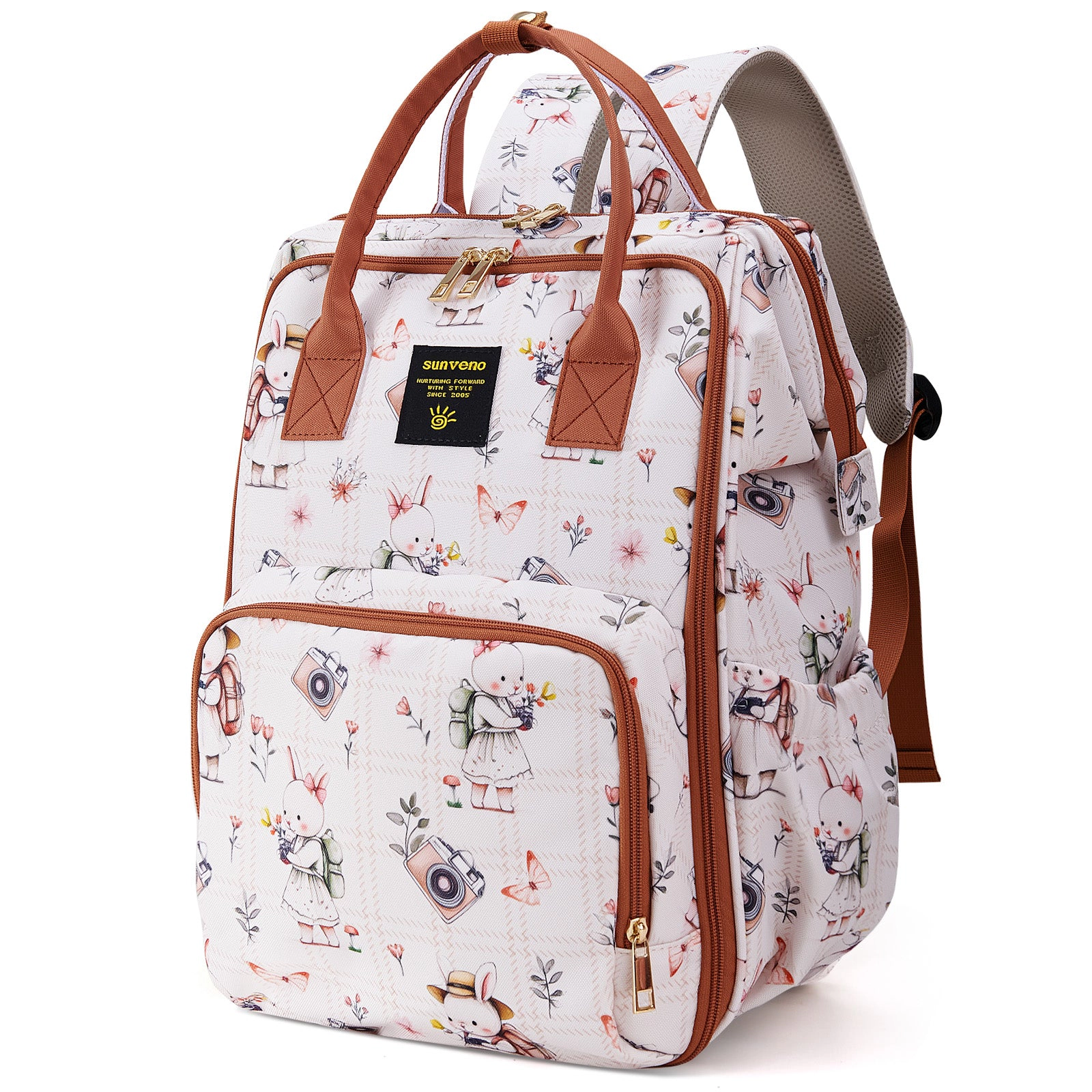 SUNVENO Wide-Open Frame Diaper Bag Backpack