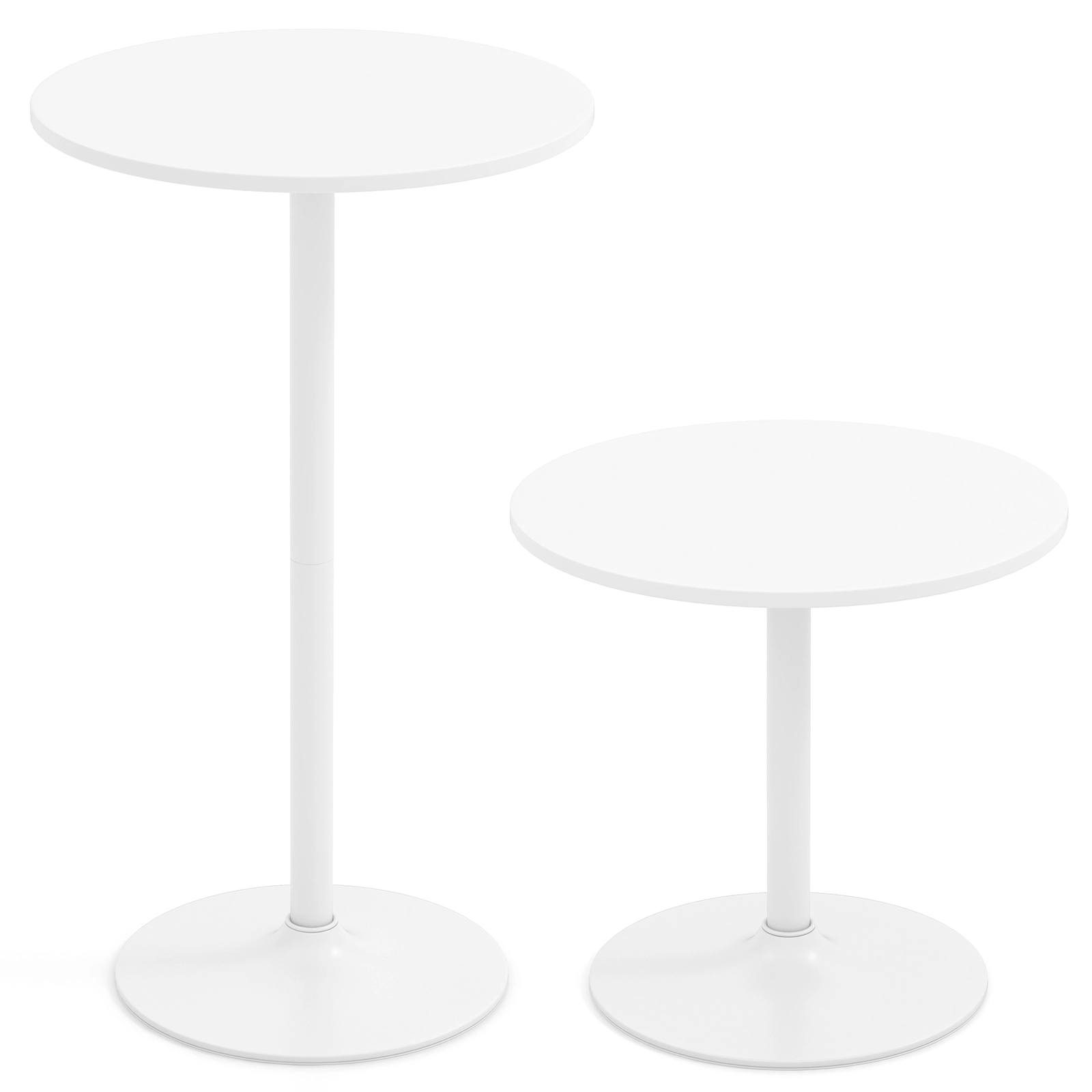 SUGIFT Round Adjustable Bistro Table Set of 2 24-in Top 40-in or 22-in Tall 120-Lb Capacity White/Black