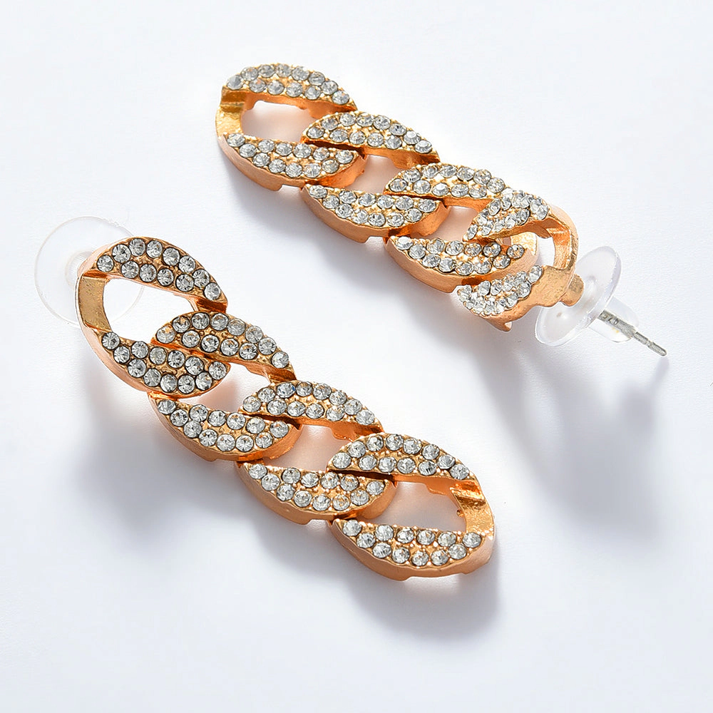 SOHI Women's Silver Chainlink Drop Earrings