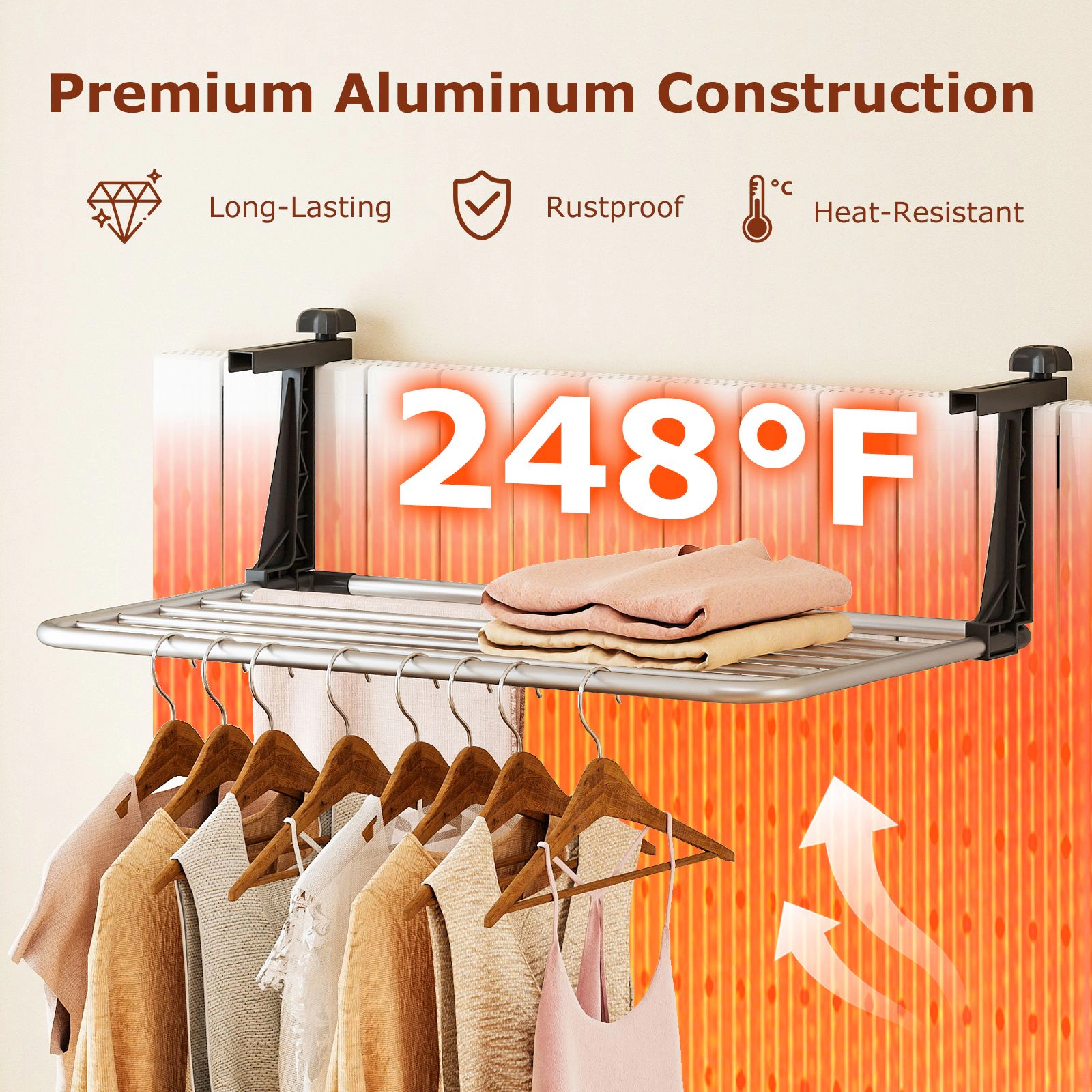 SlickBlue Portable Folding Towel Drying Rack, 7-Bar Aluminum