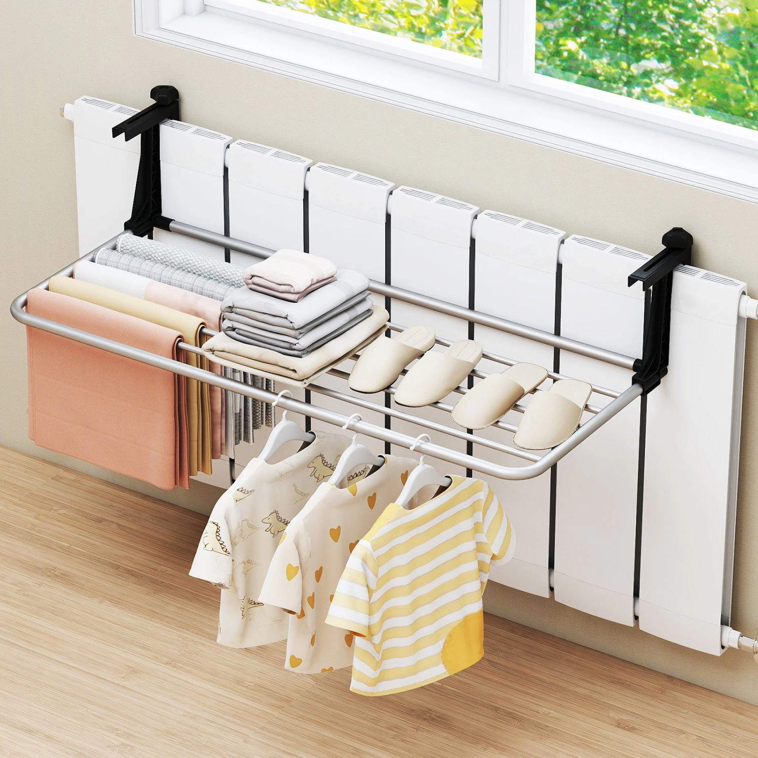 SlickBlue Adjustable Folding Laundry Drying Rack, Aluminum Frame