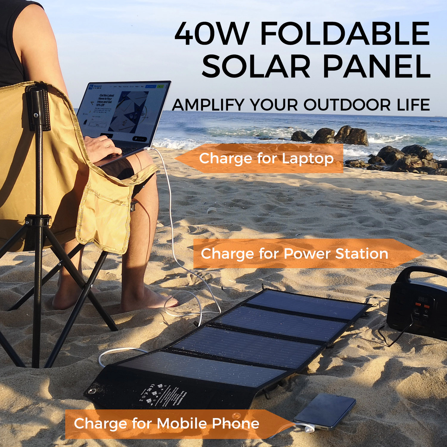 Alpha Digital 40W Capacity, USB/DC Device Charger, Durable, Foldable, Easy Carry - Solar Panel