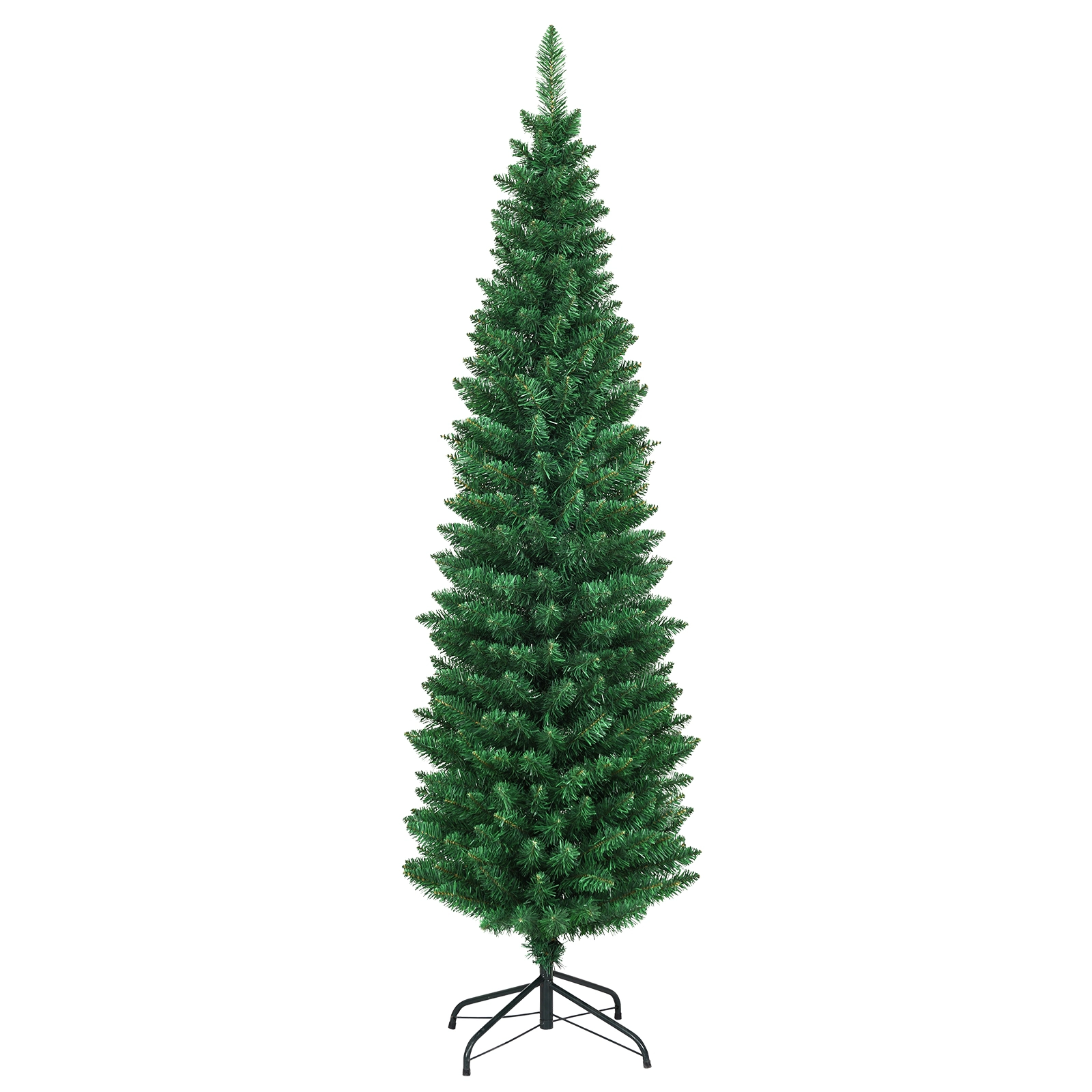 SUGIFT 6-ft Green Slim Pencil Christmas Tree Unlit with 400 Branch Tips and Metal Stand 2.1-ft W