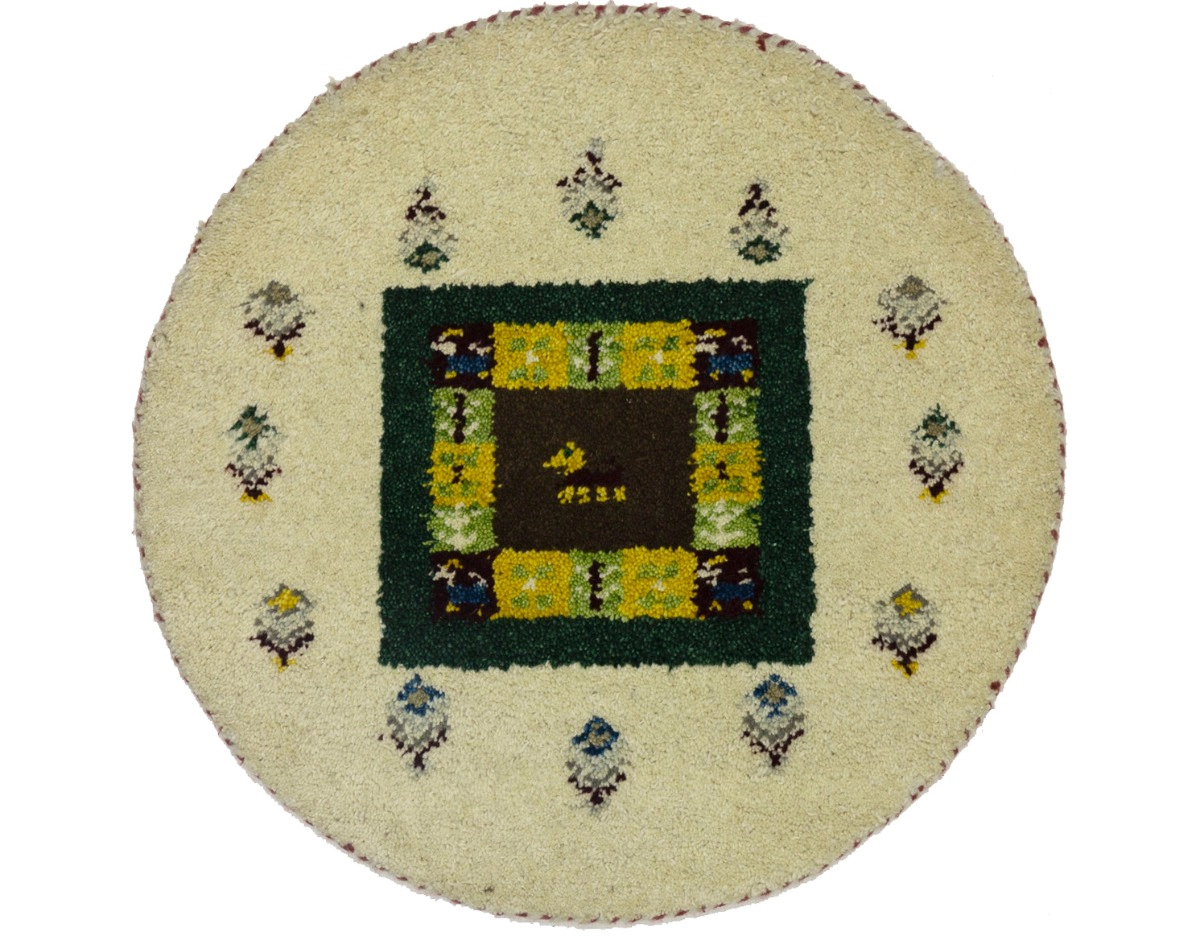 Magic Rugs 2'0 x 2'0 Hand Knotted Indo-Gabbeh Oriental Wool Round Rug