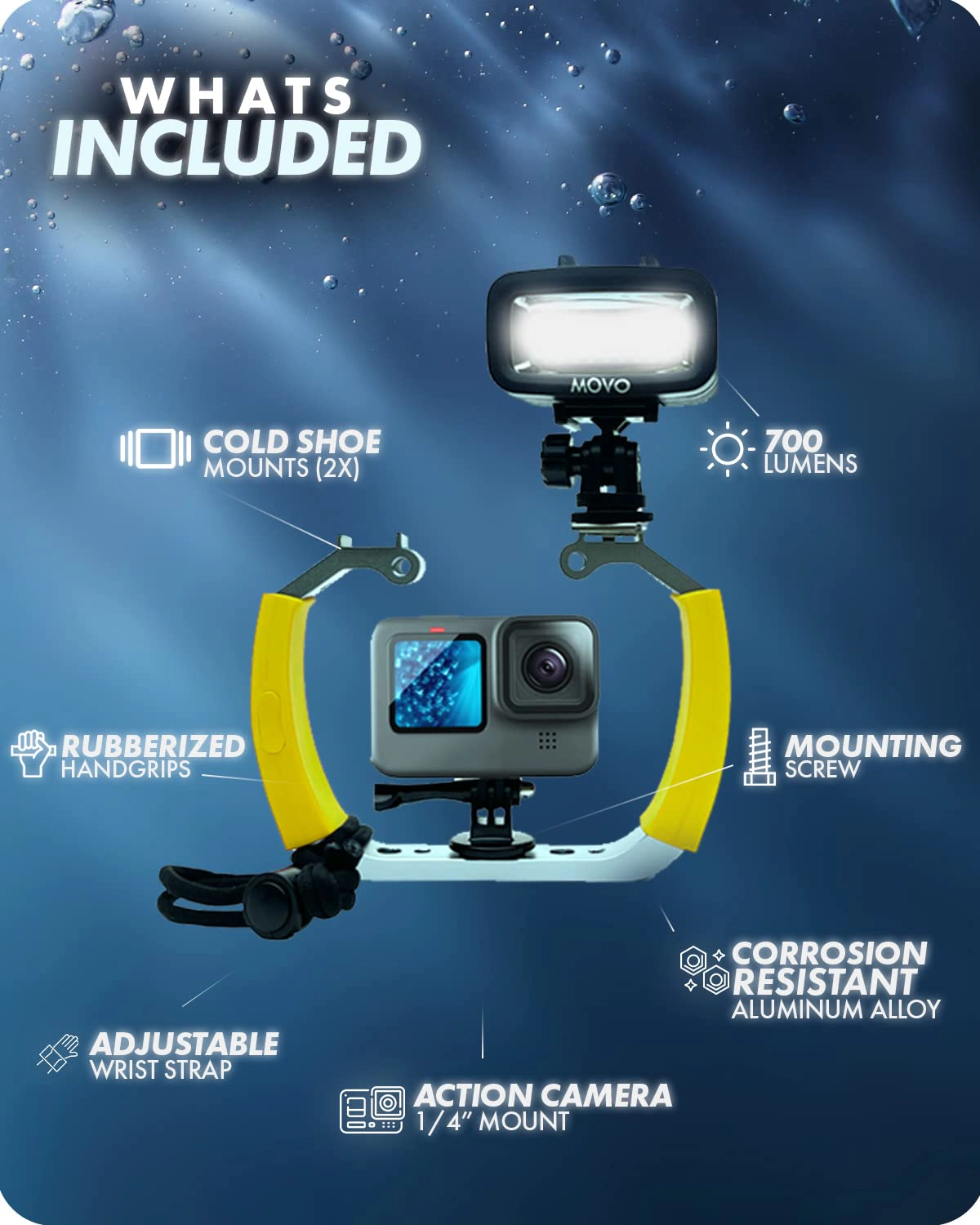 Movo DiveRig4 Diving Rig Bundle with Waterproof LED Light