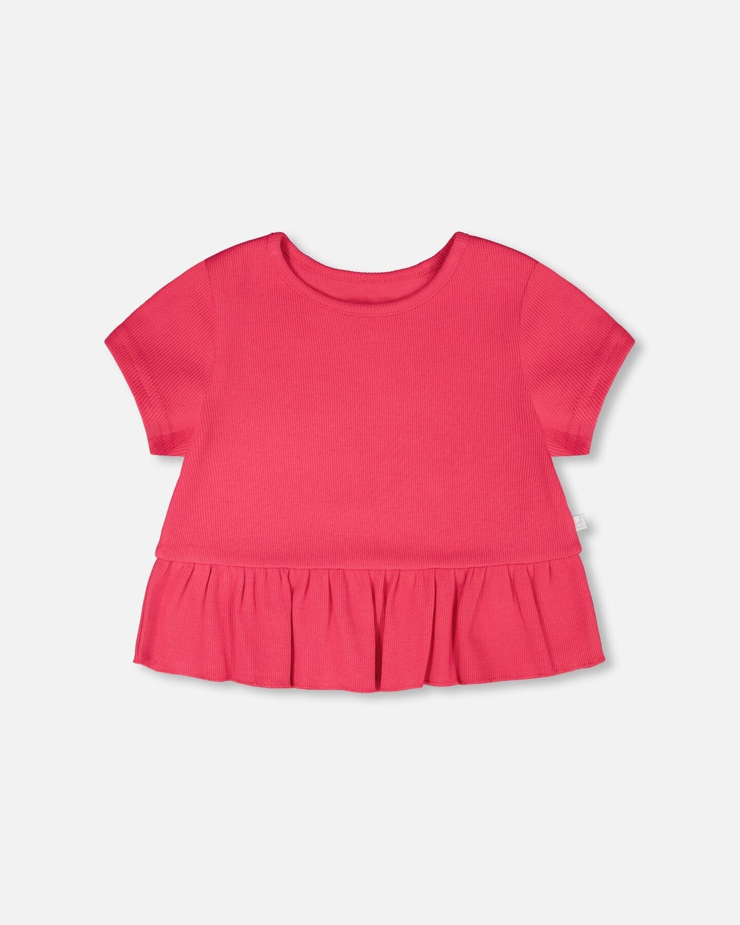 Deux par Deux Girls Rib Crop T-Shirt with Frill