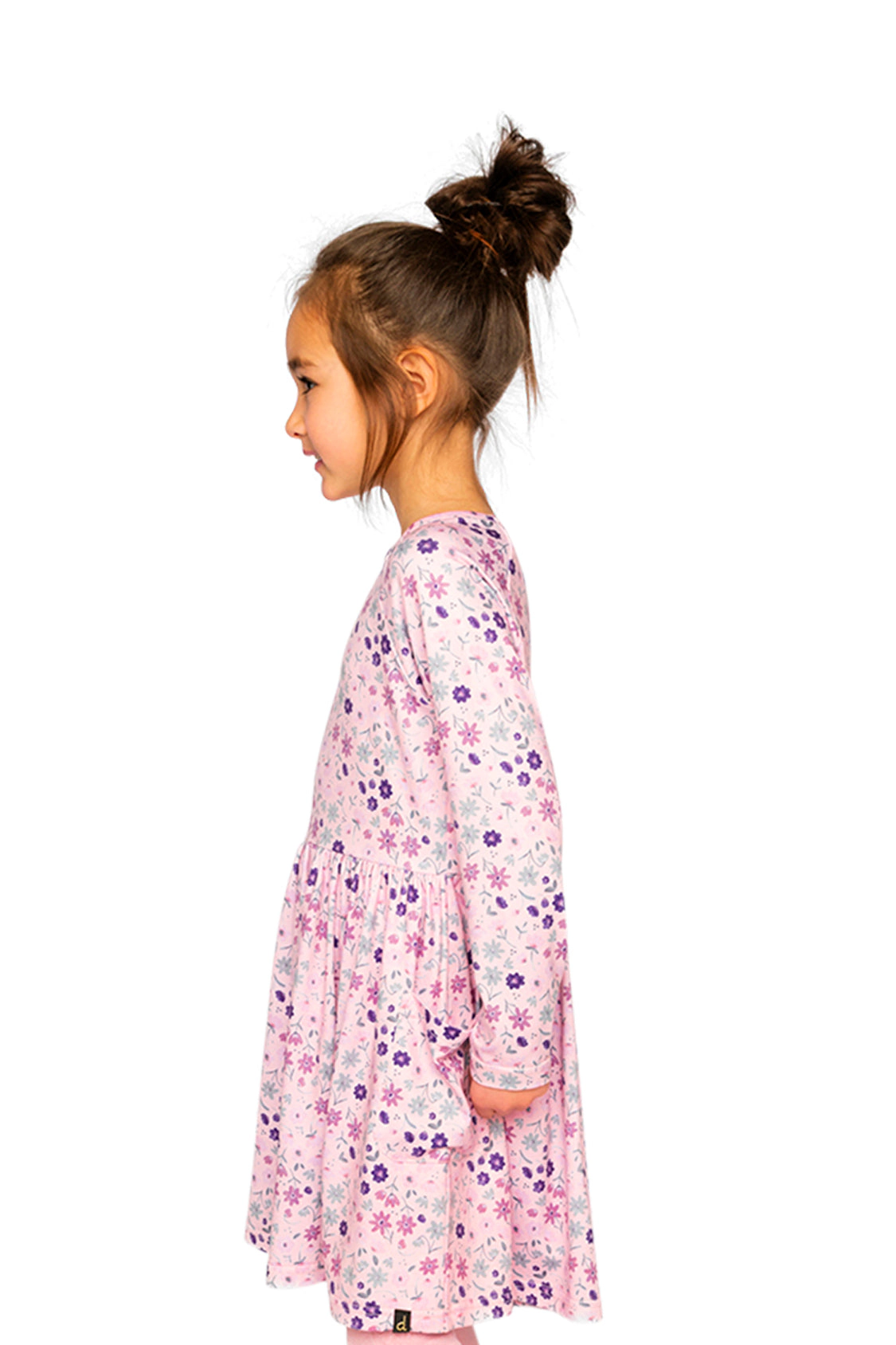 Deux par Girls Daisy Floral Print Long Sleeve Empire-Waist Dress