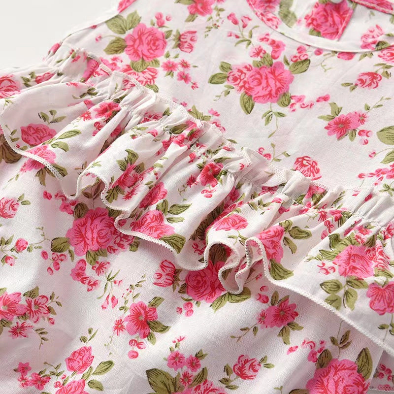 MyKids-USA Baby Girl Floral Print Graphic Ruffle Design Sleeveless bodysuit & Headband