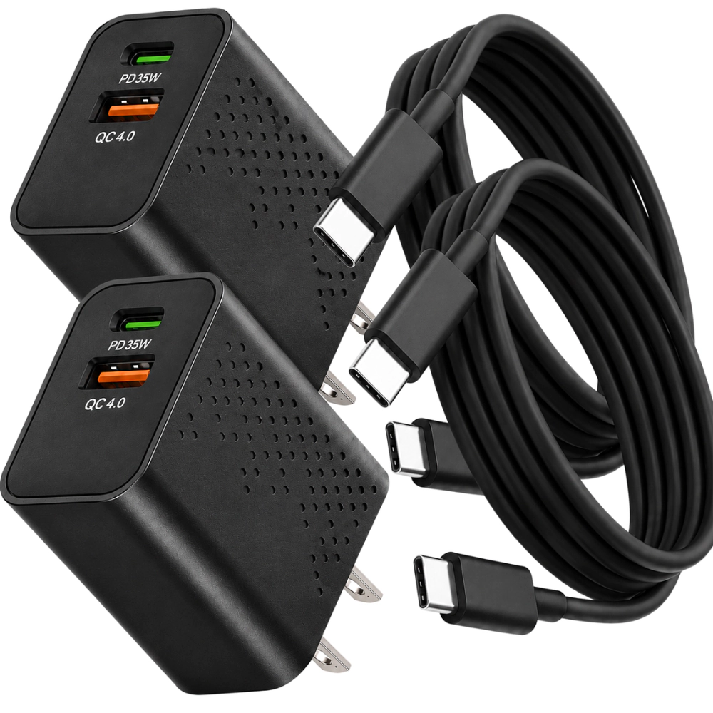 Qixxronics 35W Fast Type-C Charger 2 Pack, 6FT USBC Cable for Google Pixel 10 9 8, Samsung Galaxy, AirPods, iPhone 17/16/15 & More