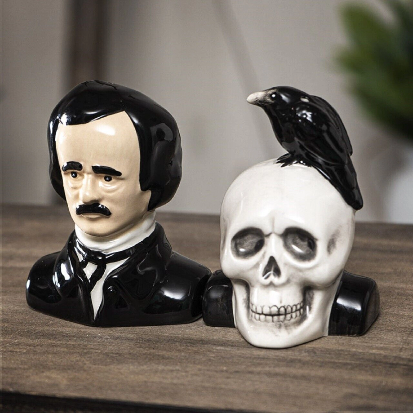 Pacific Giftware Edgar Allen Poe Salt and Pepper Shaker Set 3 Inch Multicolor
