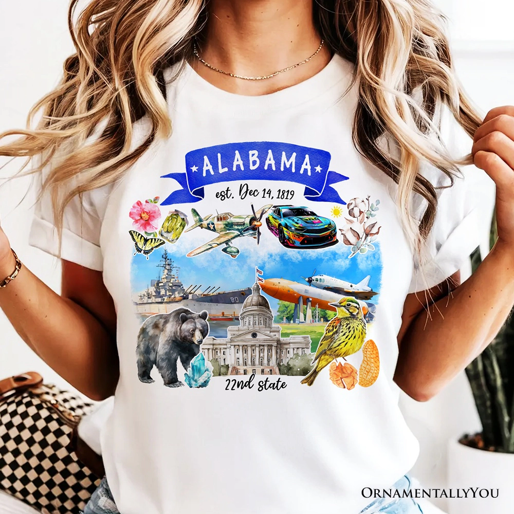 OrnamentallyYou Unisex Artistic Alabama State Themes And Landmarks T-Shirt